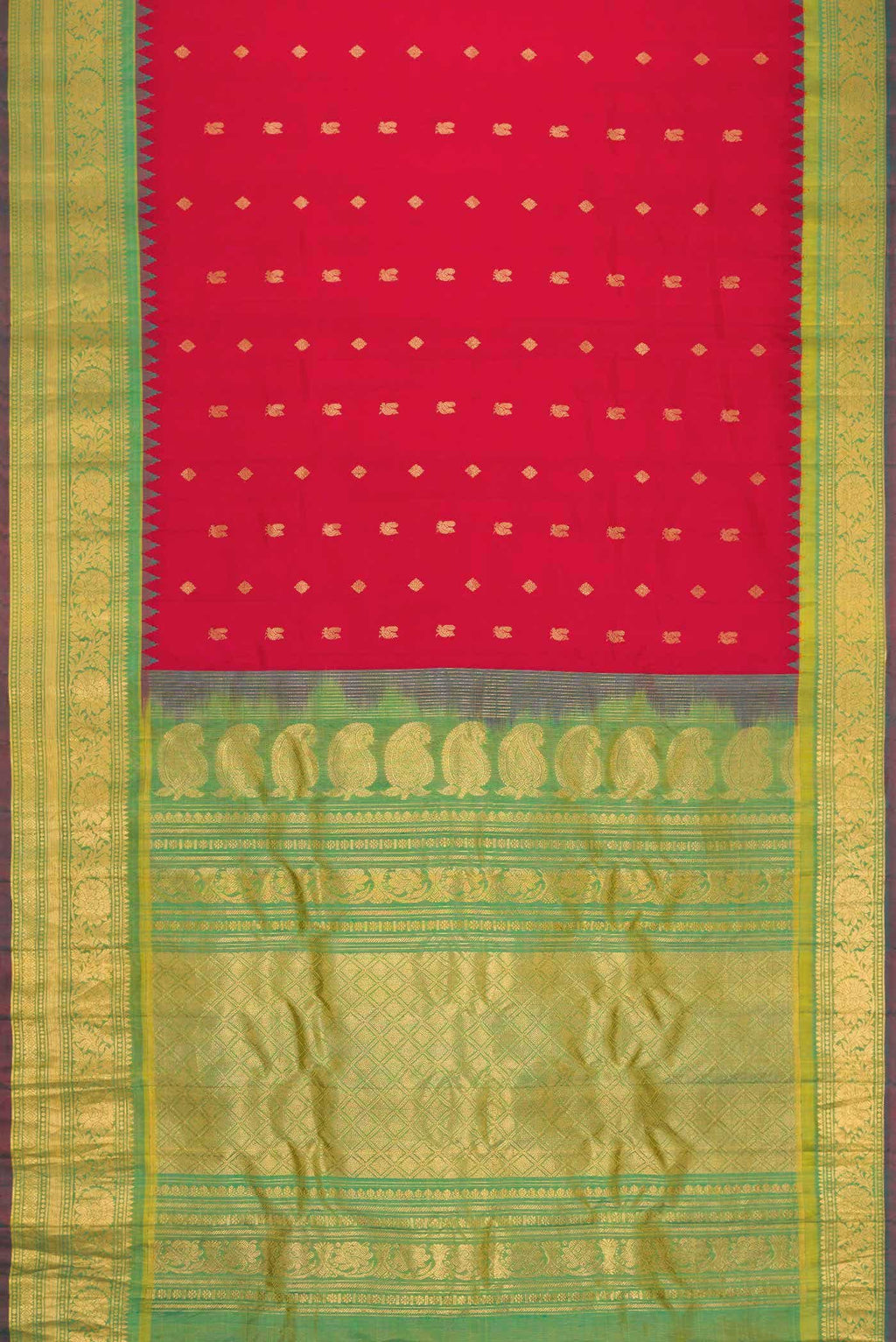 Red Dual Tone Gadwal Silk Saree
