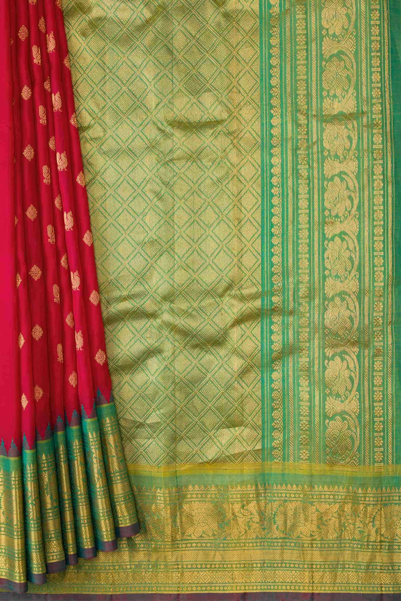Red Dual Tone Gadwal Silk Saree