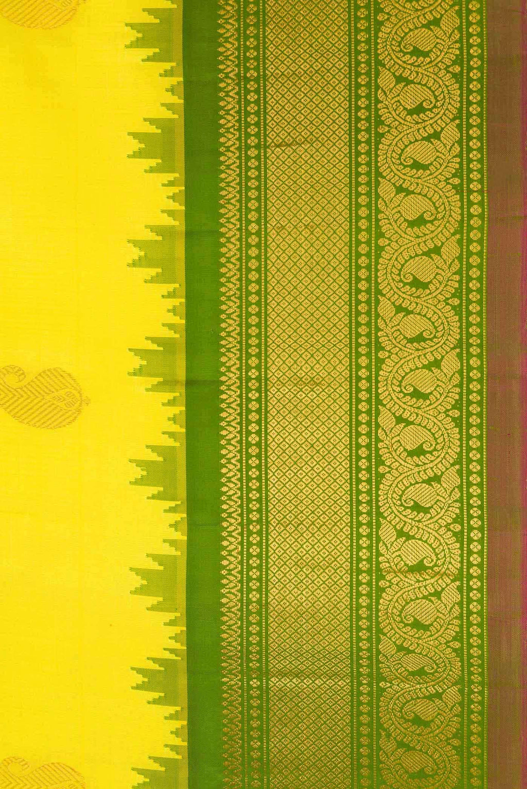 Yellow Gadwal Silk Saree