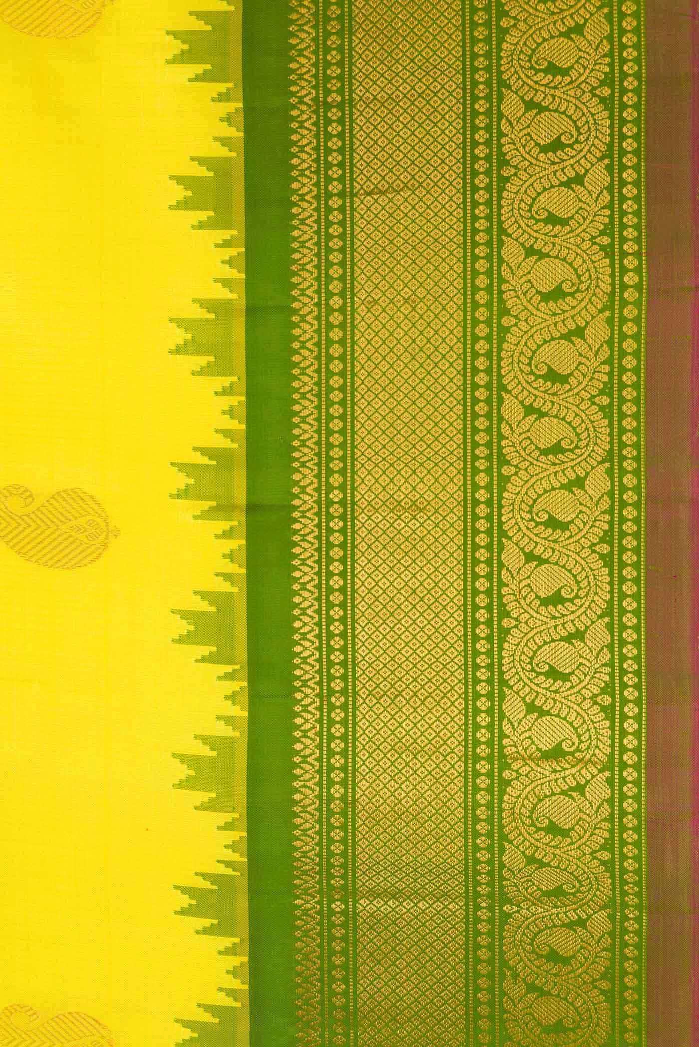 Yellow Gadwal Silk Saree