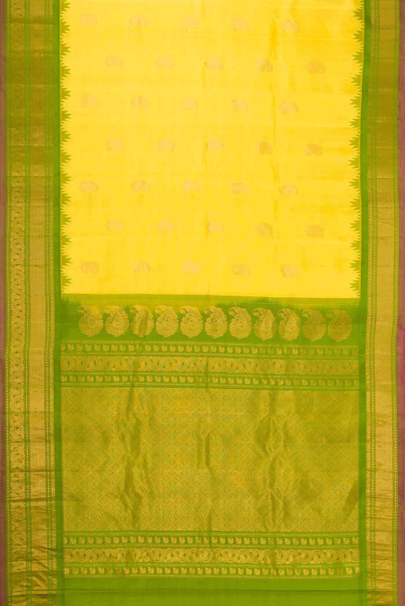 Yellow Gadwal Silk Saree