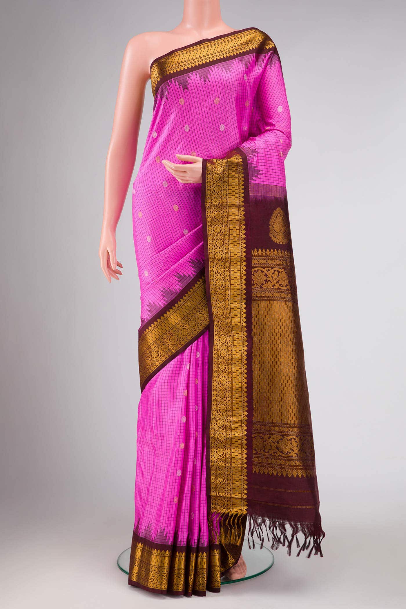 Pink Gadwal Silk Saree