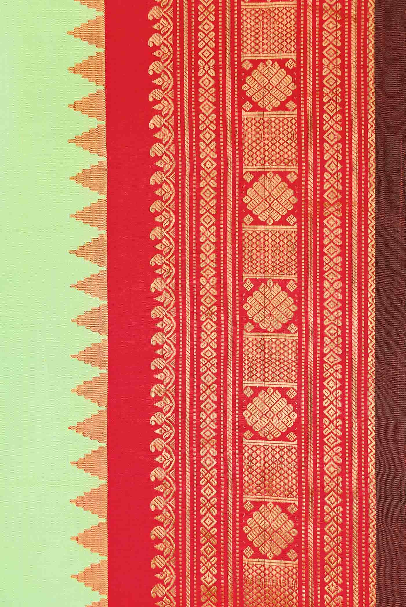 Parrot Green Gadwal Silk Saree