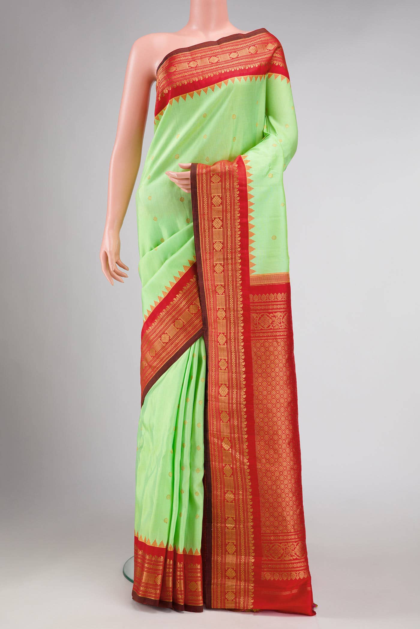 Parrot Green Gadwal Silk Saree