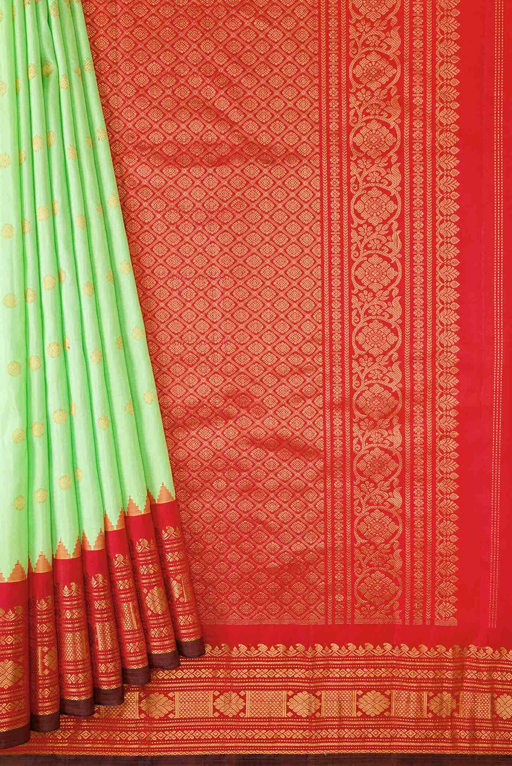 Parrot Green Gadwal Silk Saree