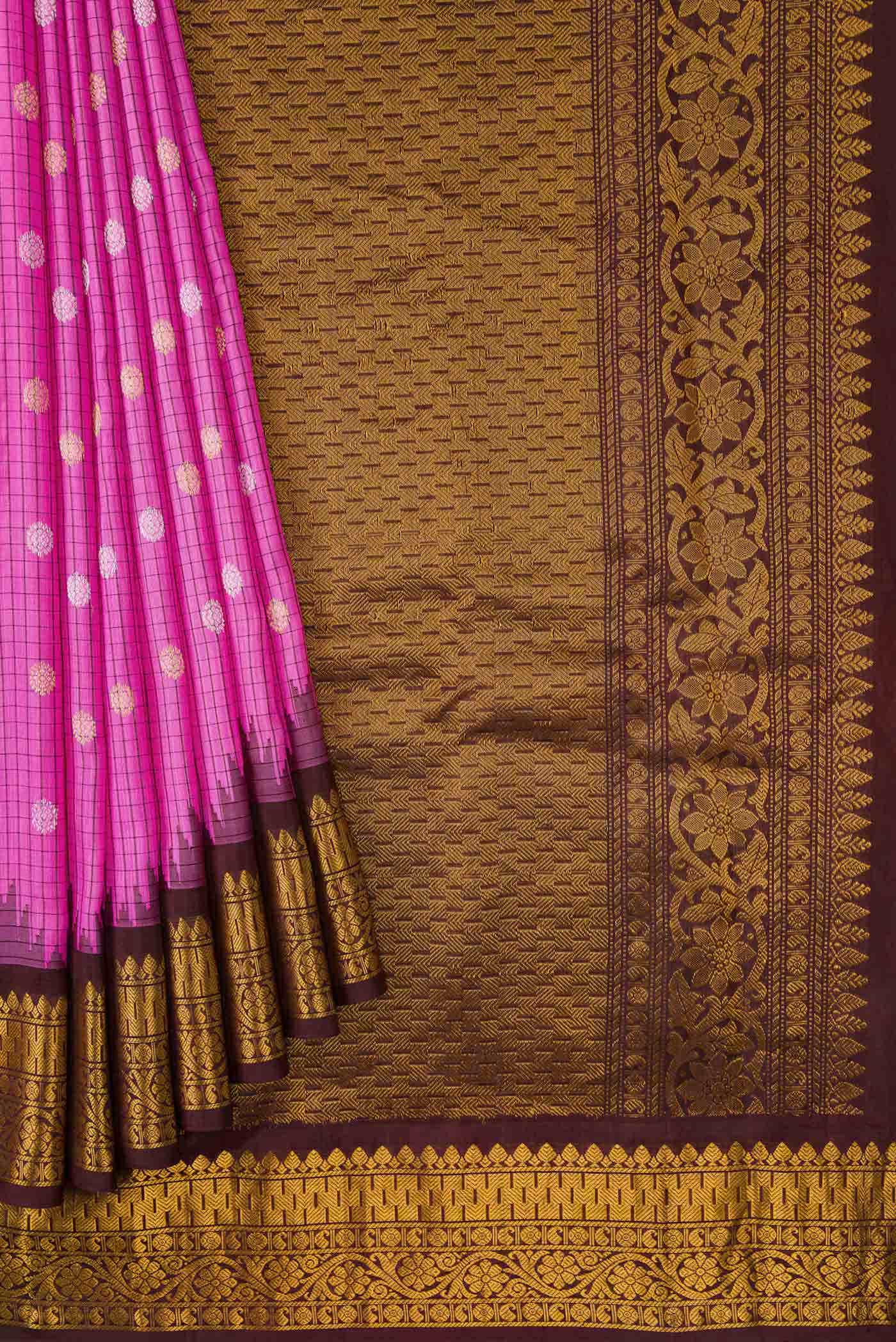 Pink Gadwal Silk Saree