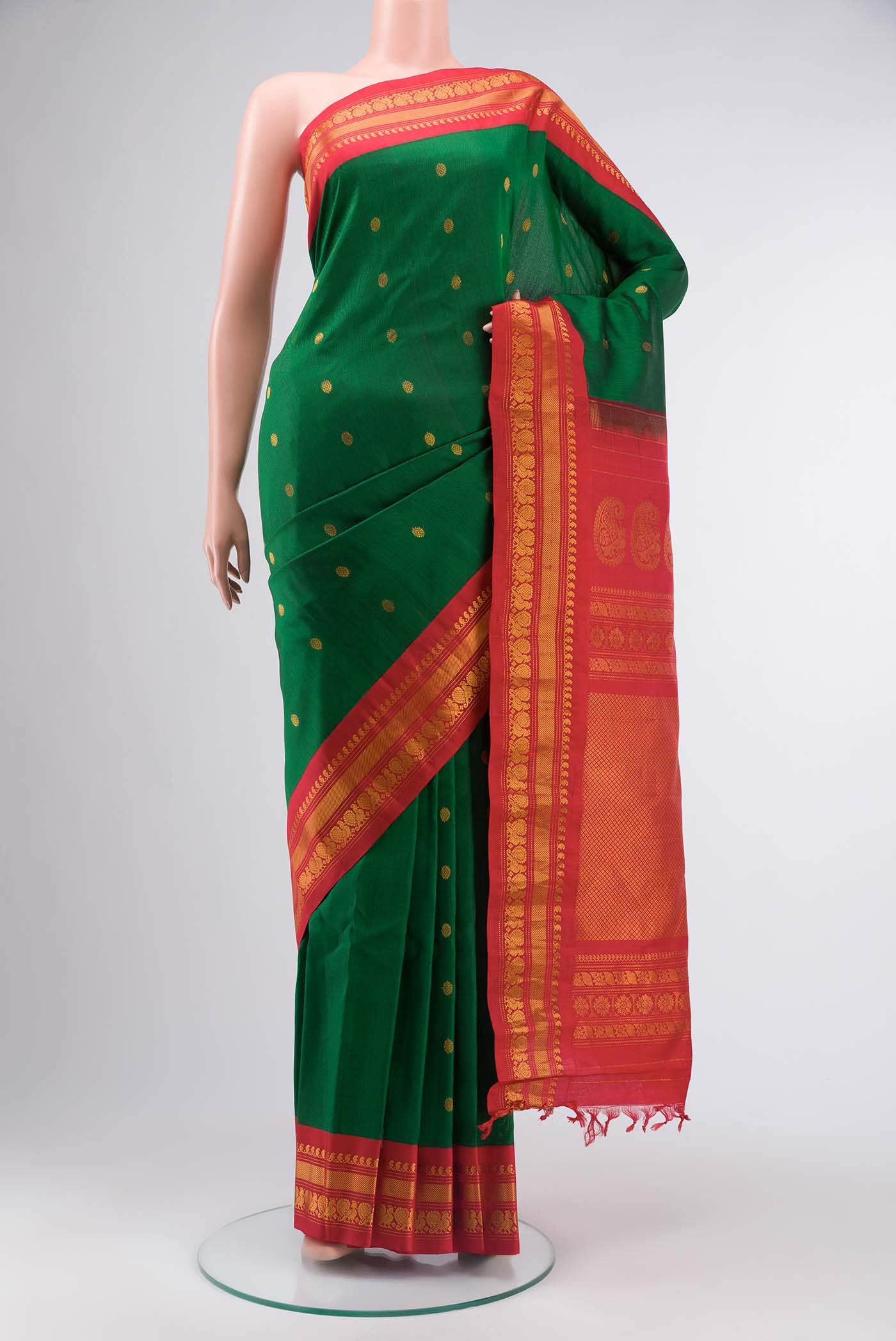 Green Gadwal Silk Cotton Saree