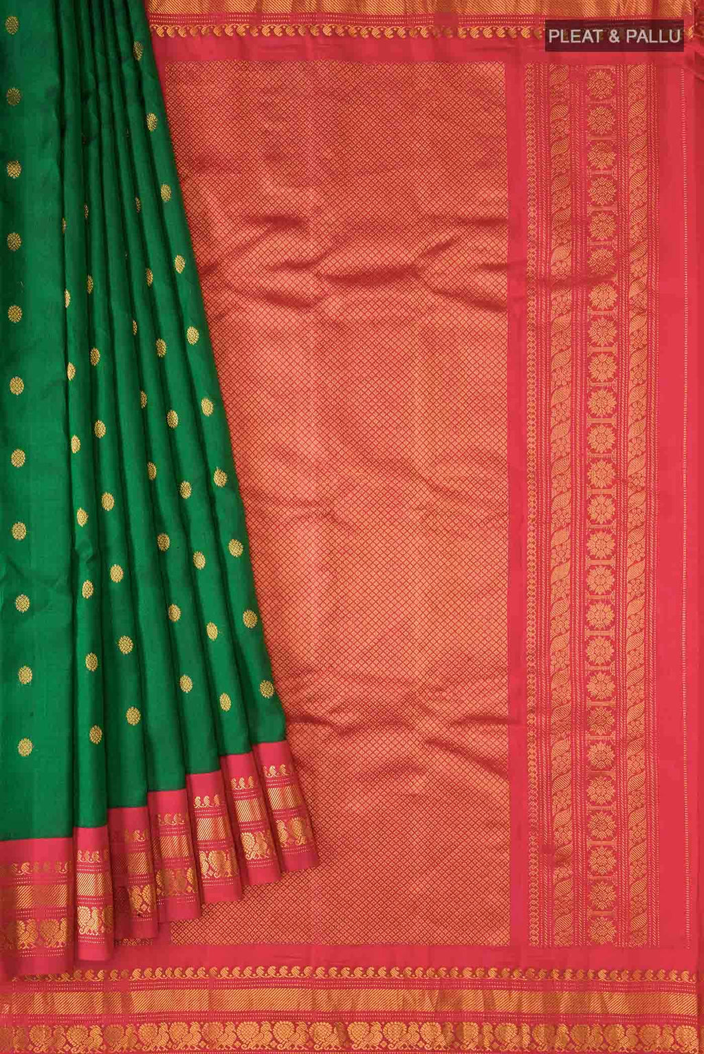 Green Gadwal Silk Cotton Saree