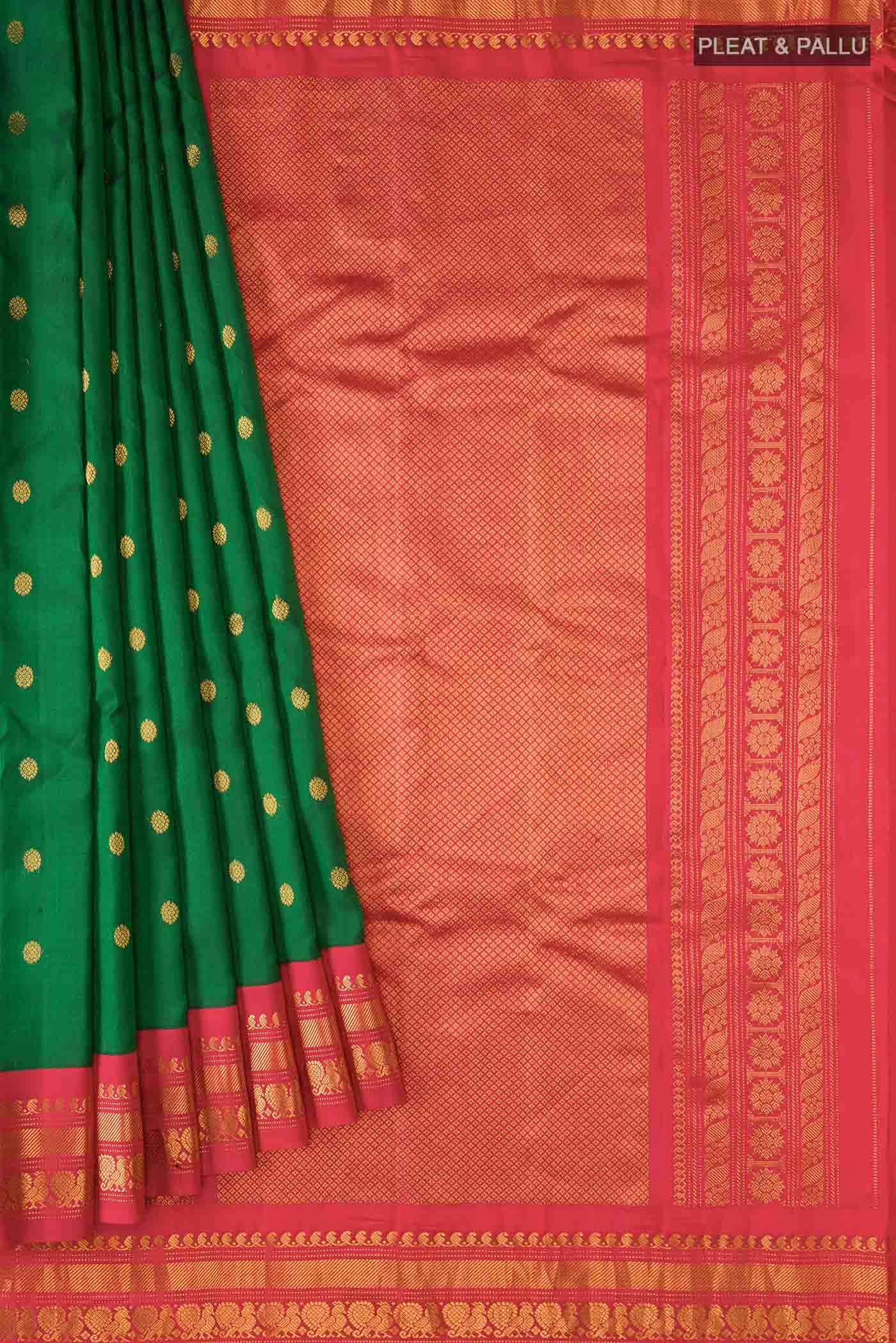 Green Gadwal Silk Cotton Saree