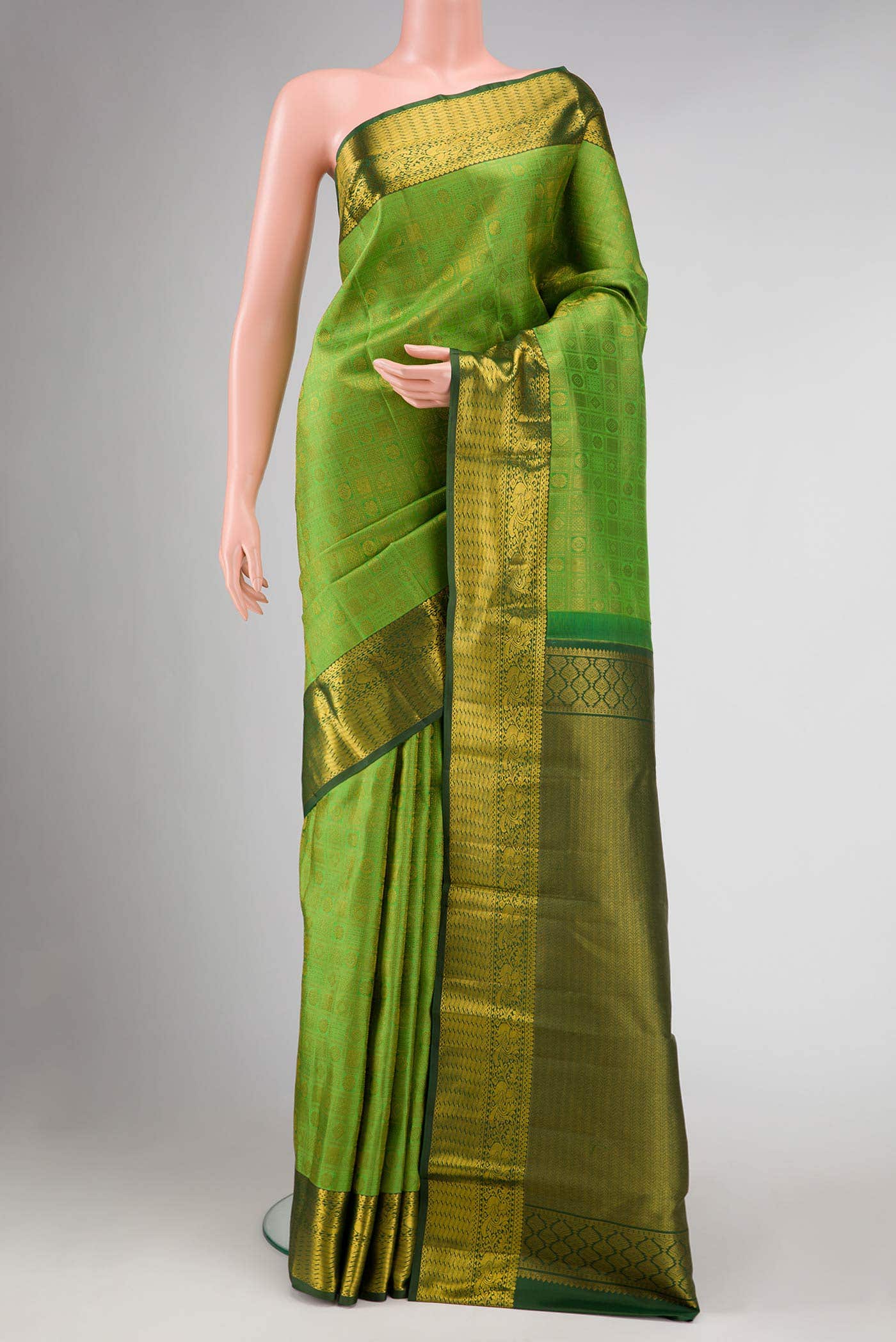 Green Dual Tone Kanchipuram Silk Saree
