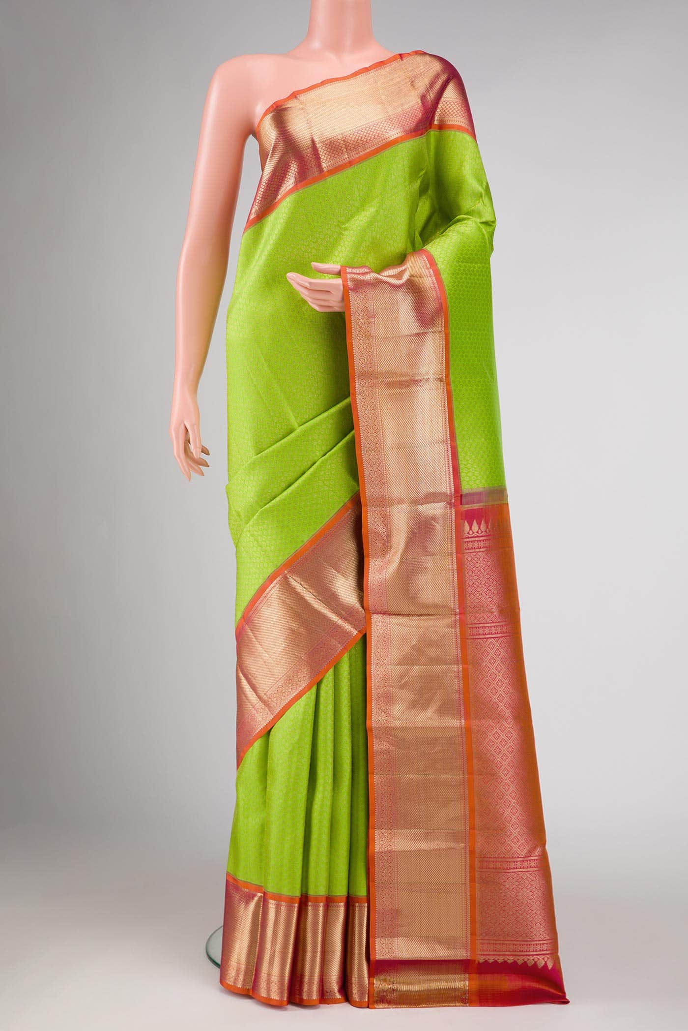 Parrot Green Kanchipuram Silk Saree
