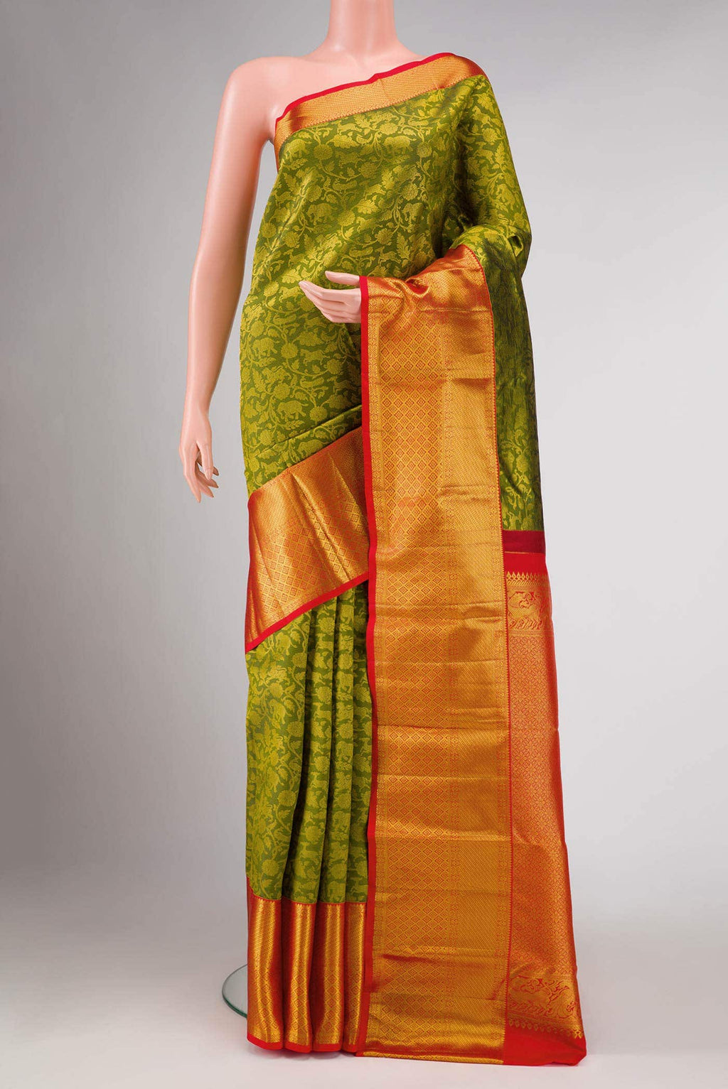 Green Kanchipuram Silk Nine Yards Saree