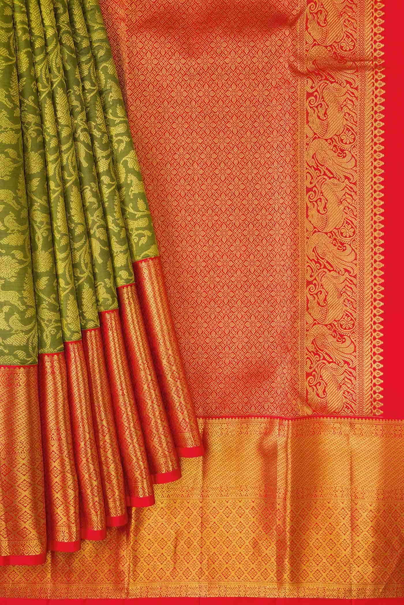 Green Kanchipuram Silk Nine Yards Saree