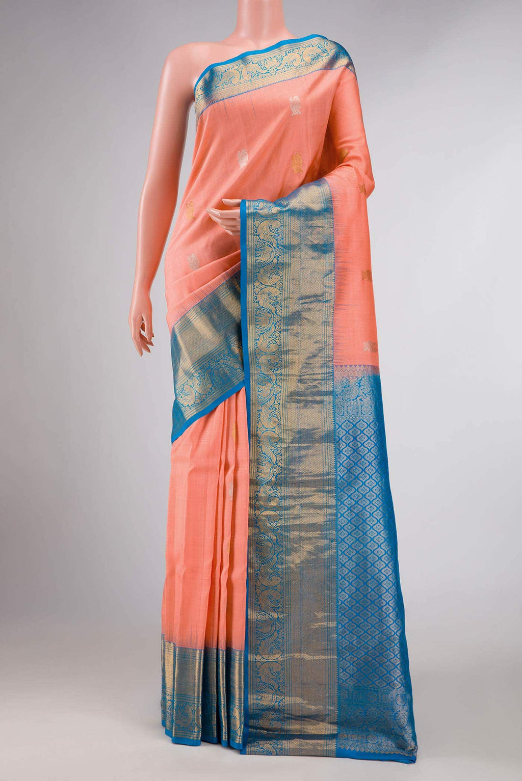 Peach Dual Tone Gadwal Silk Saree