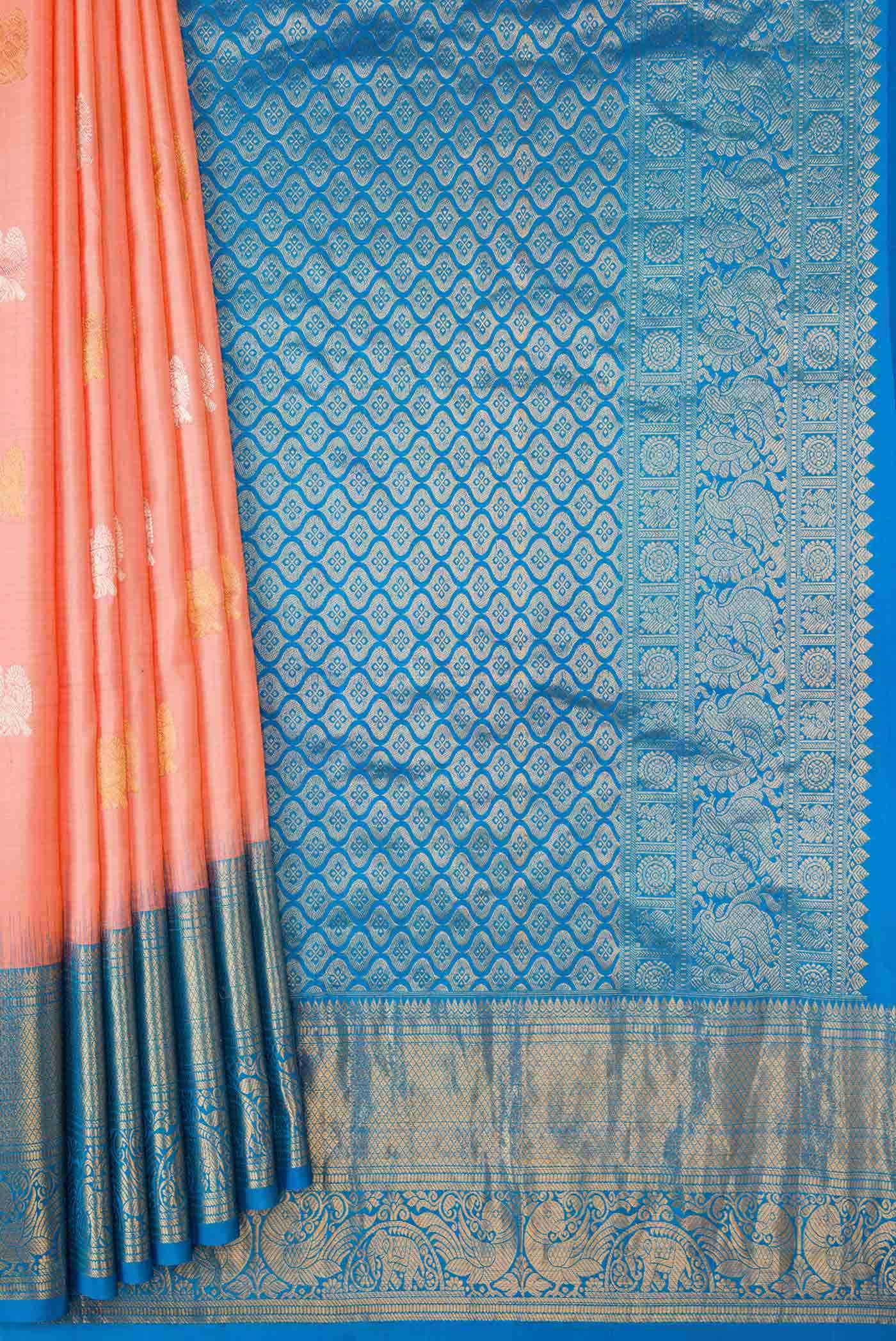 Peach Dual Tone Gadwal Silk Saree
