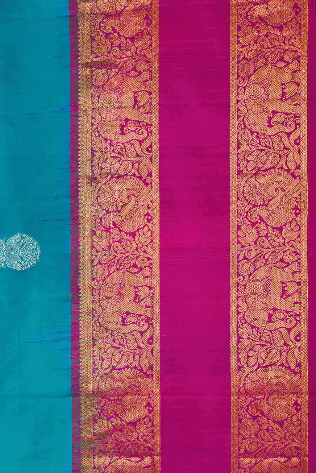Peacock Blue Dual Tone Gadwal Silk Saree