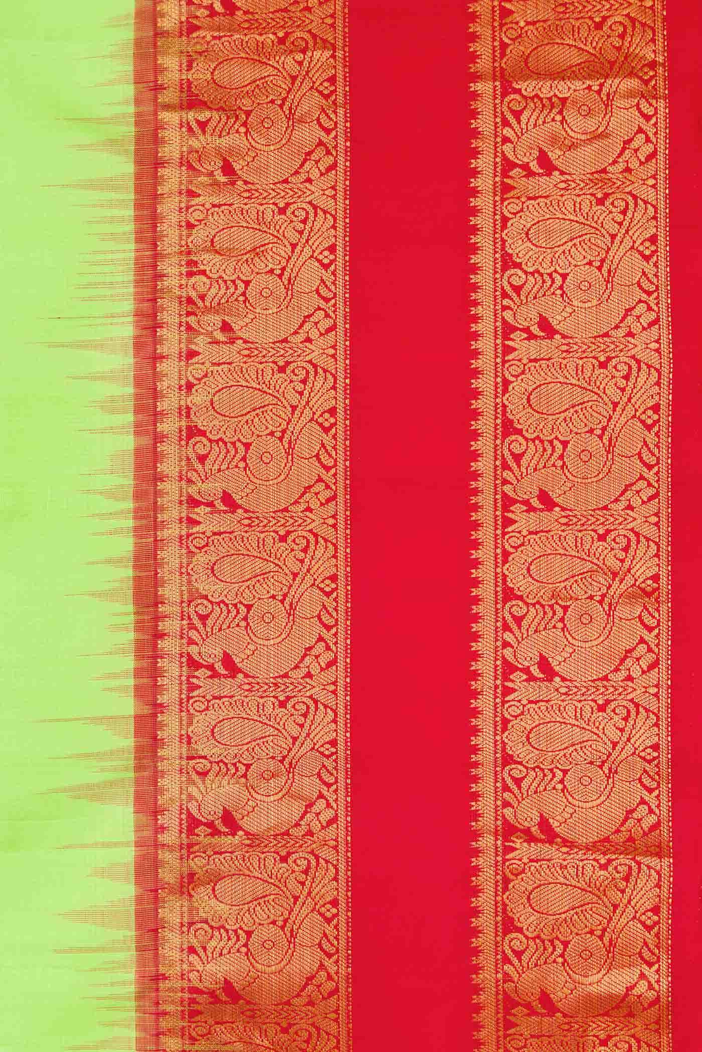 Parrot Green Dual Tone Gadwal Silk Saree