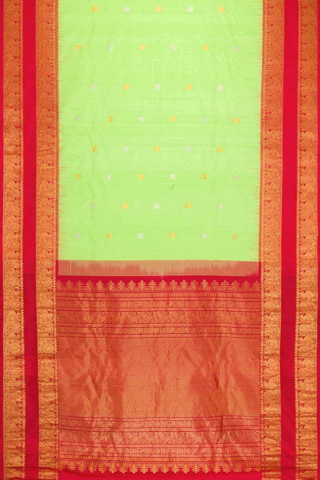 Parrot Green Dual Tone Gadwal Silk Saree