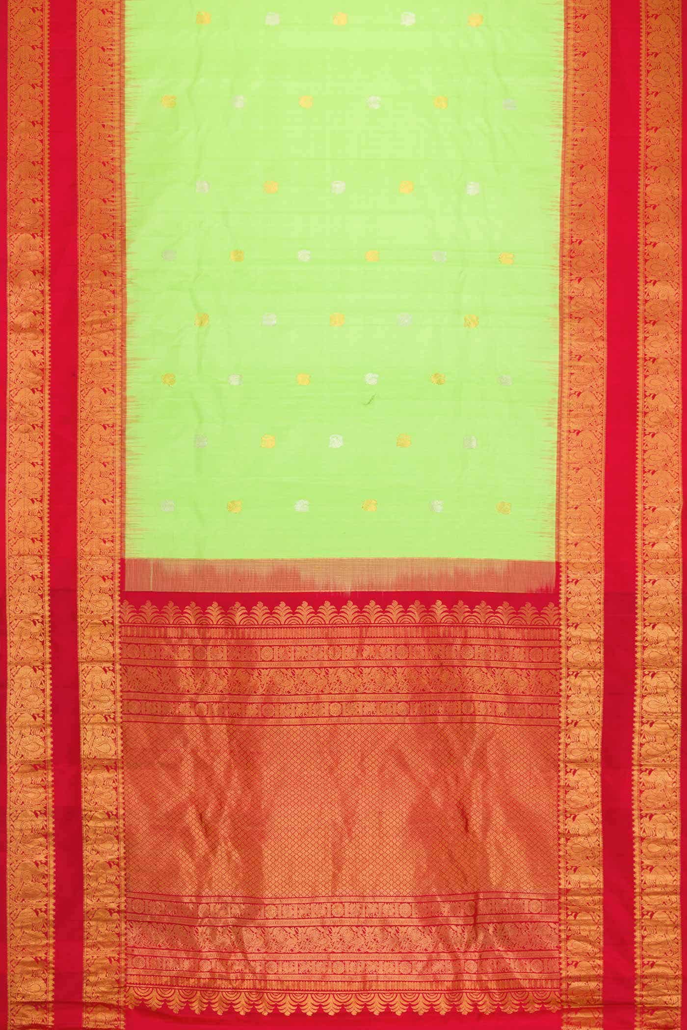 Parrot Green Dual Tone Gadwal Silk Saree