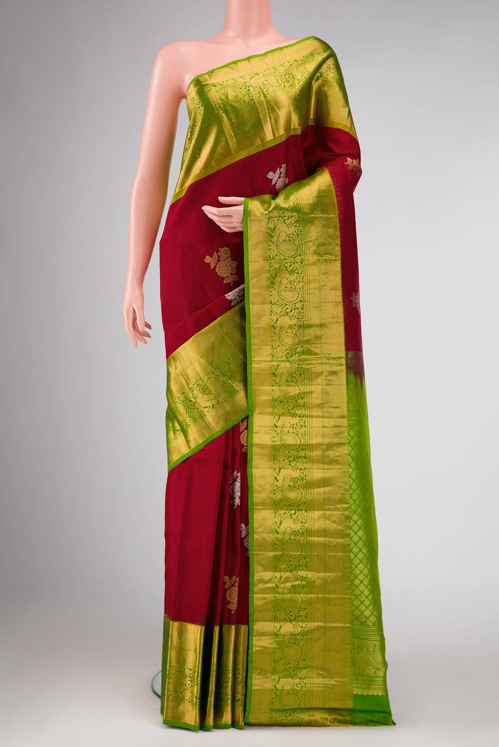 Maroon Gadwal Silk Saree