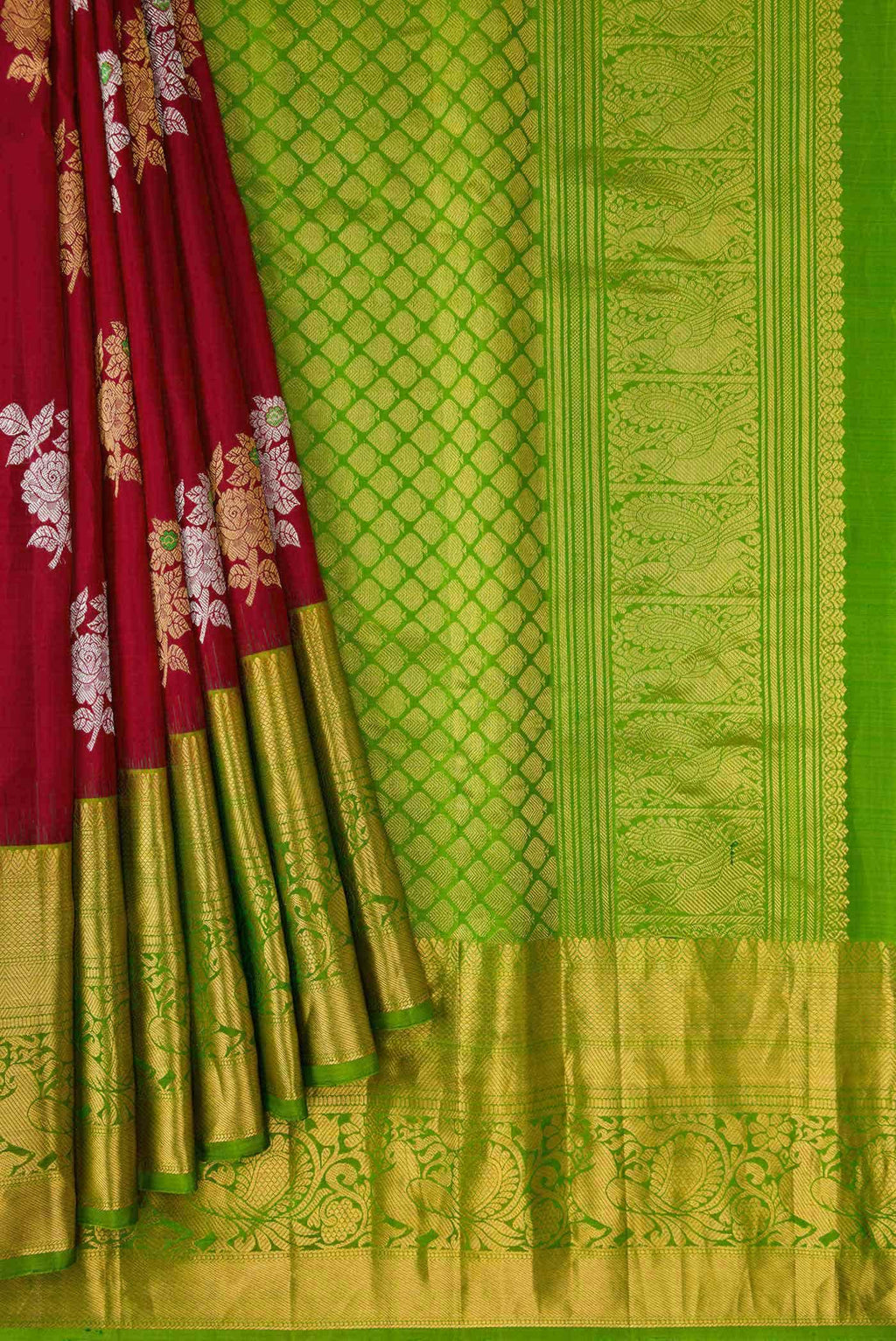 Maroon Gadwal Silk Saree