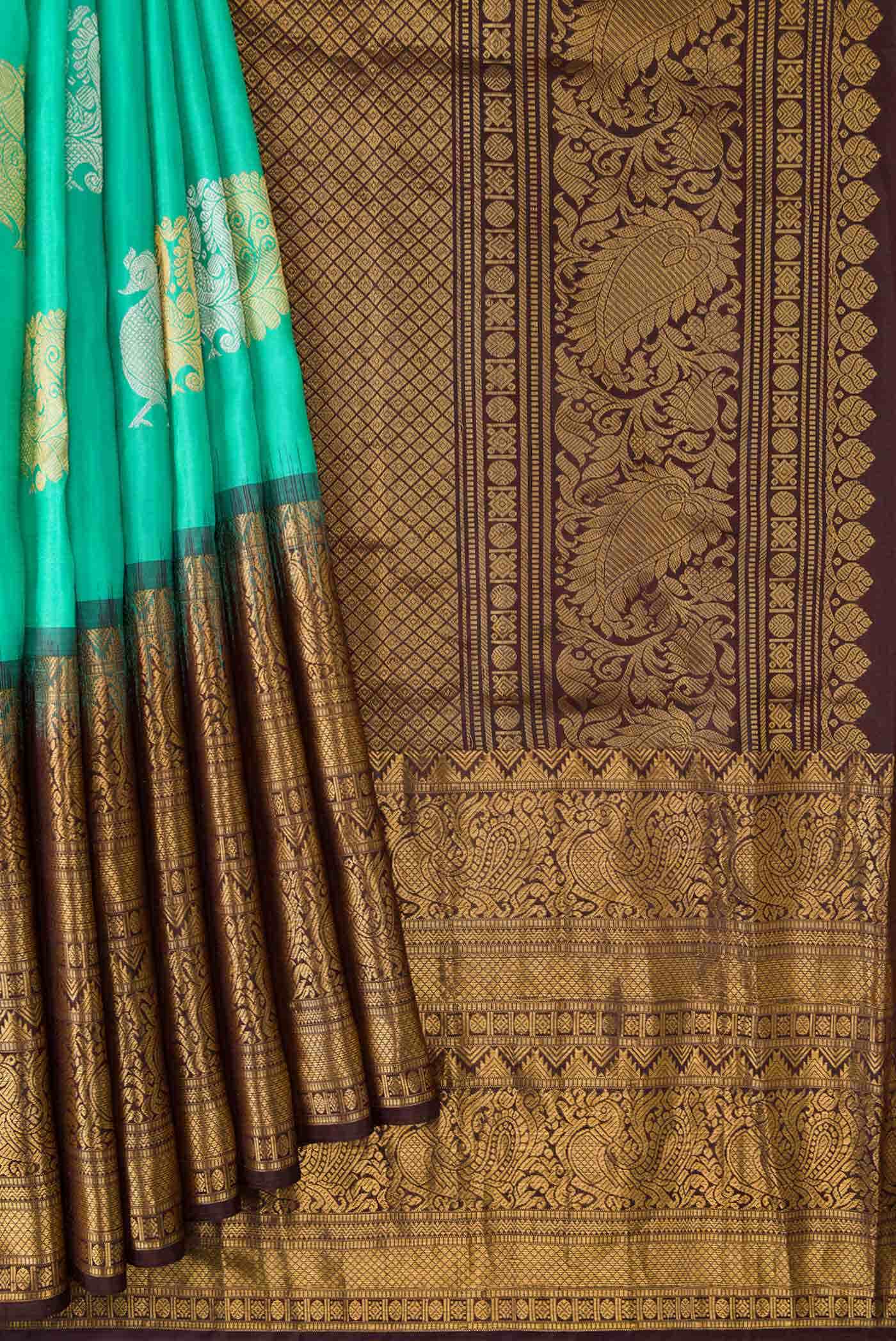 Sea Green Gadwal Silk Saree