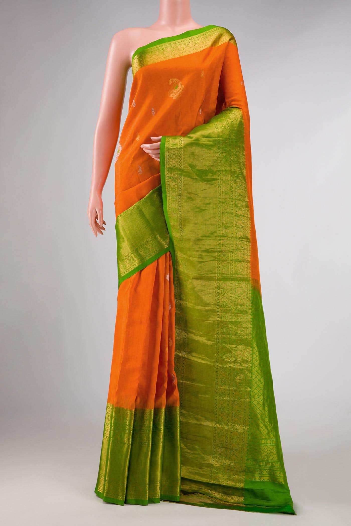 Orange Dual Tone Gadwal Silk Saree