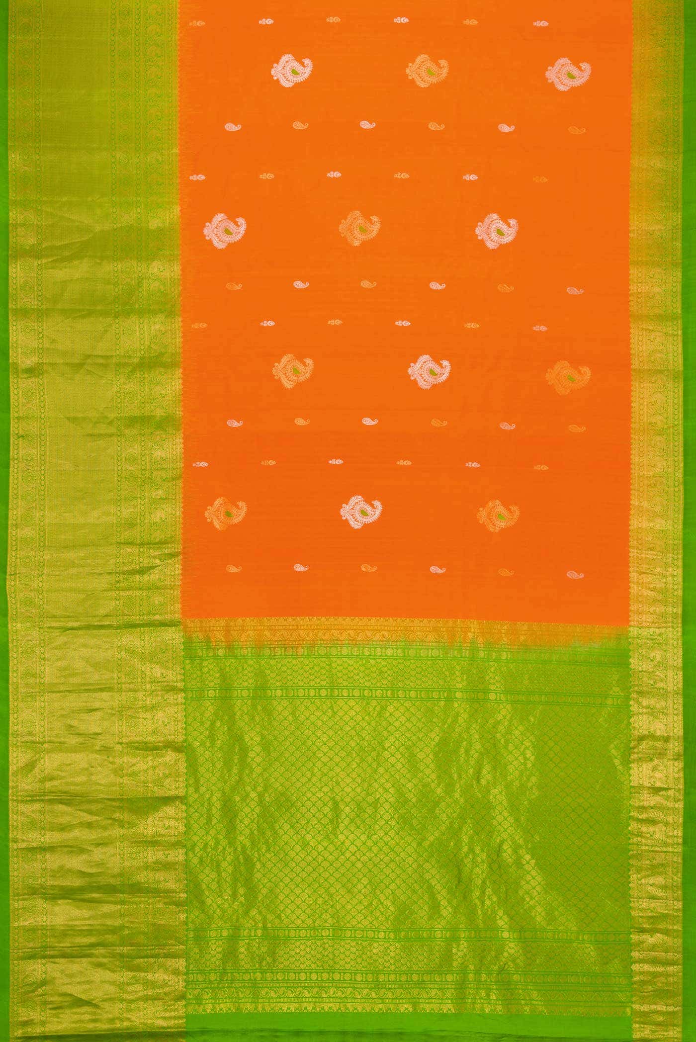 Orange Dual Tone Gadwal Silk Saree