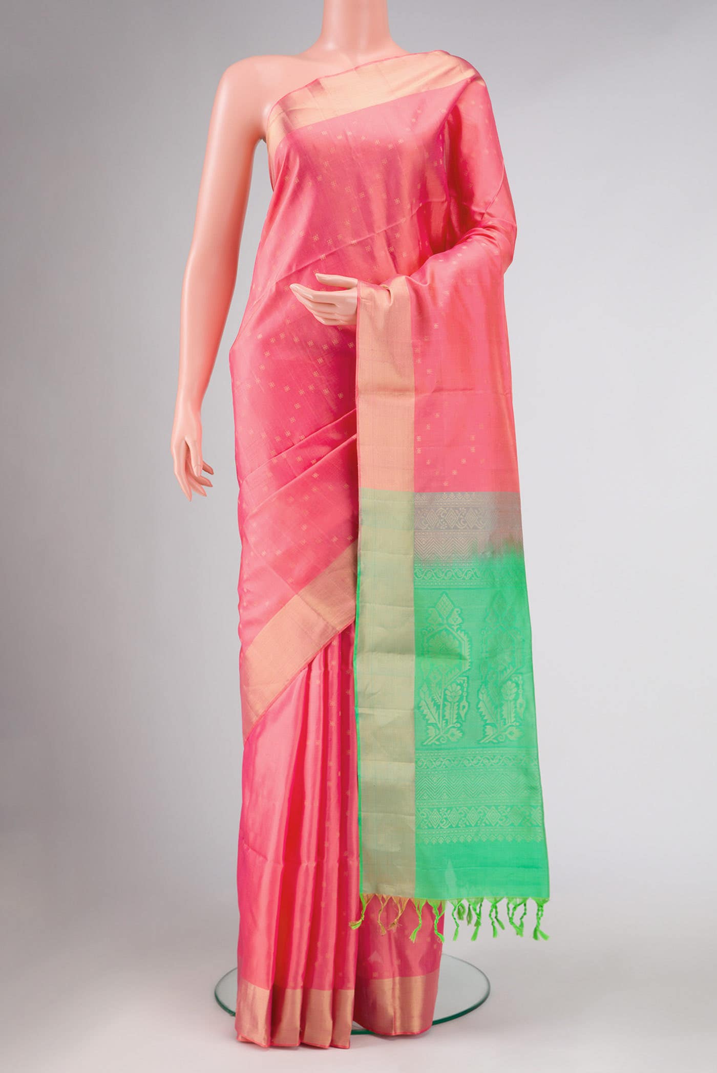 Pink Dual Tone Soft Silk Saree