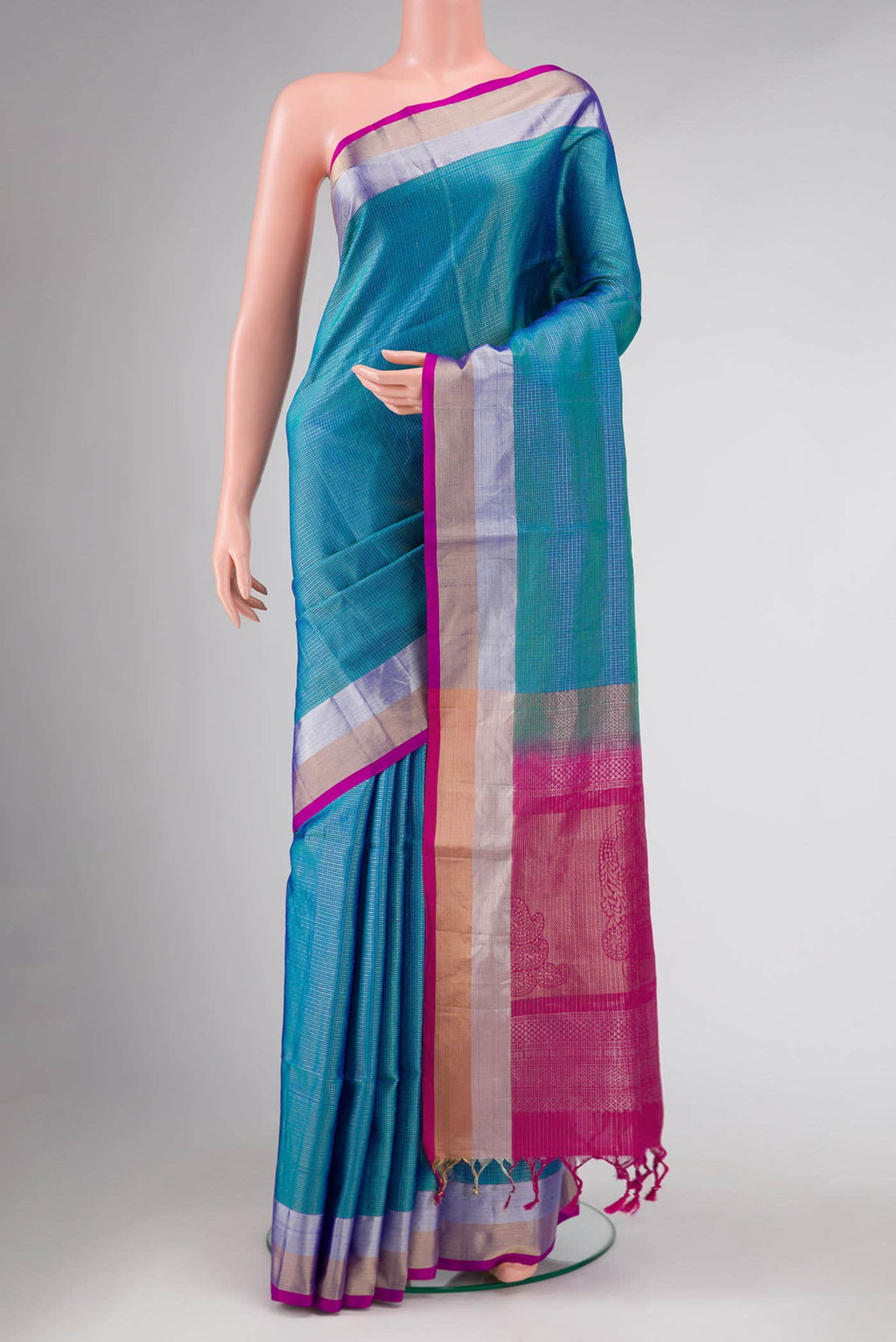 Sky Blue Dual Tone Soft Silk Saree