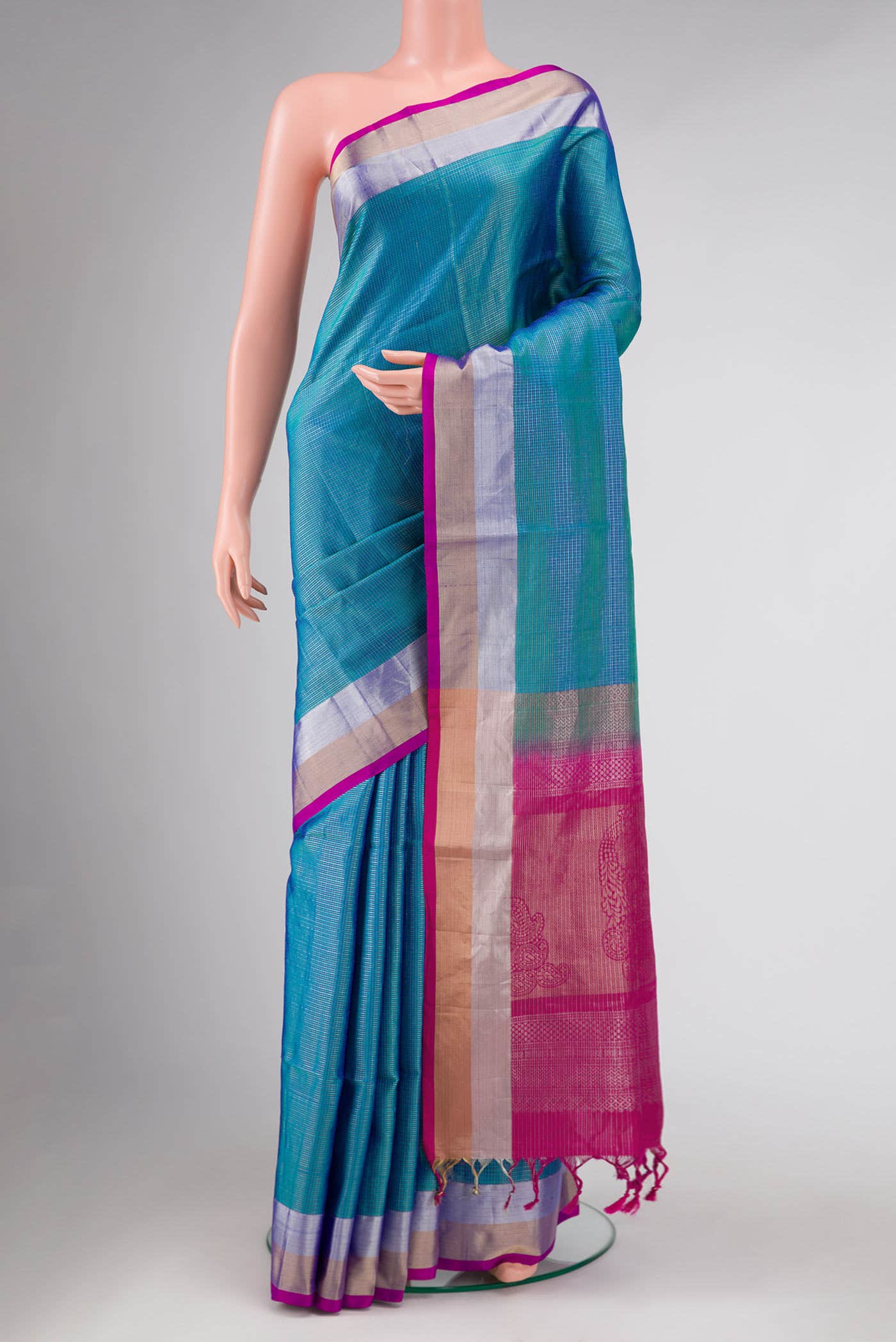 Sky Blue Dual Tone Soft Silk Saree