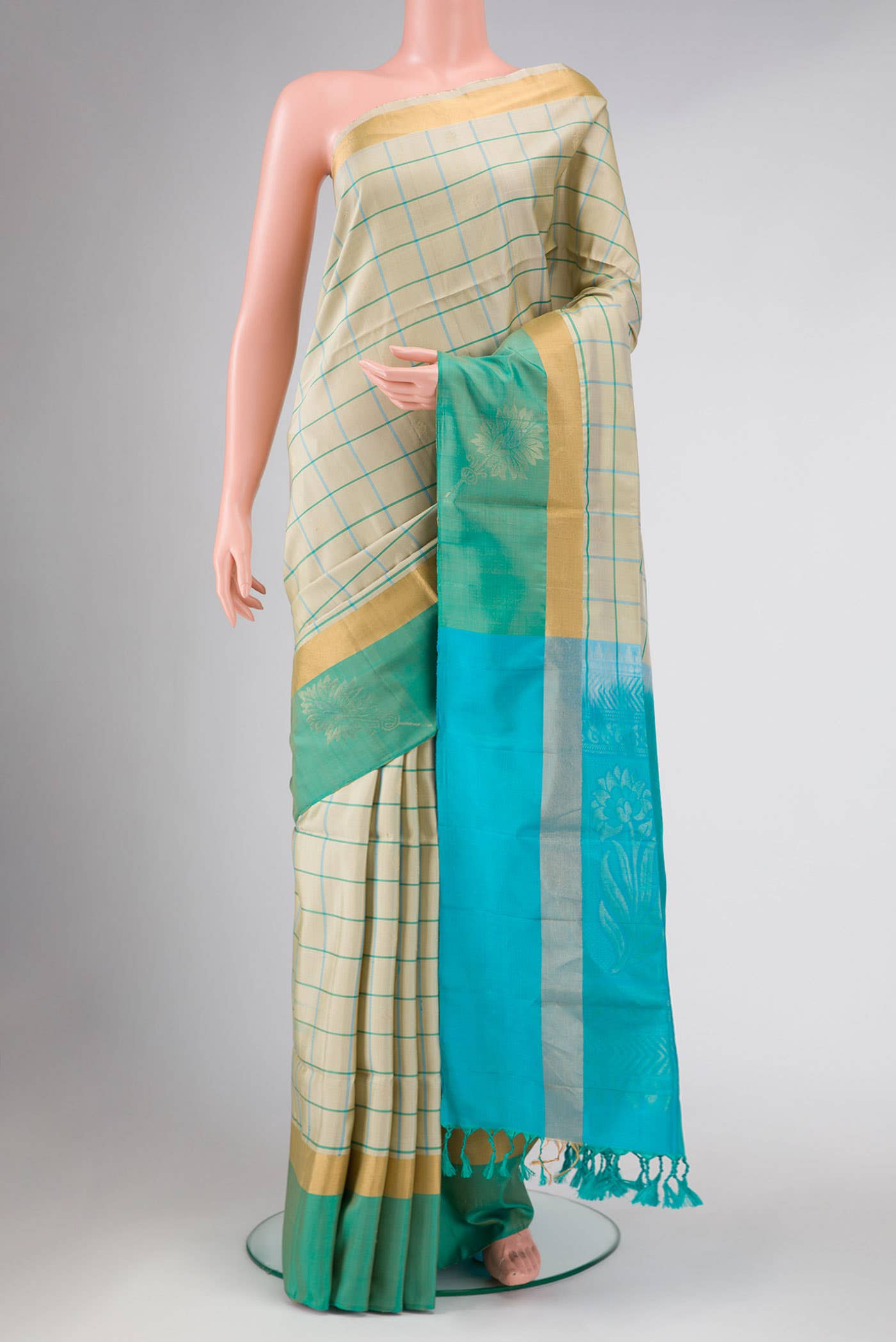 Beige Dual Tone Soft Silk Saree