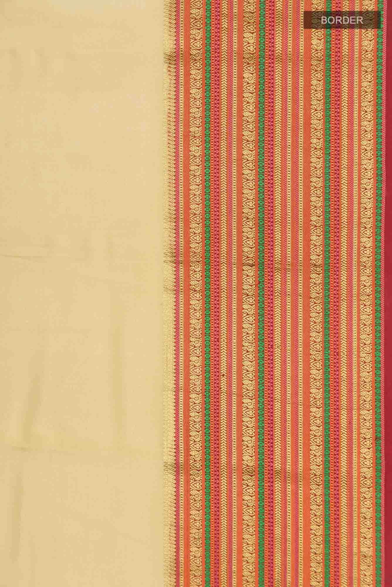 Beige Mysore Crepe Saree