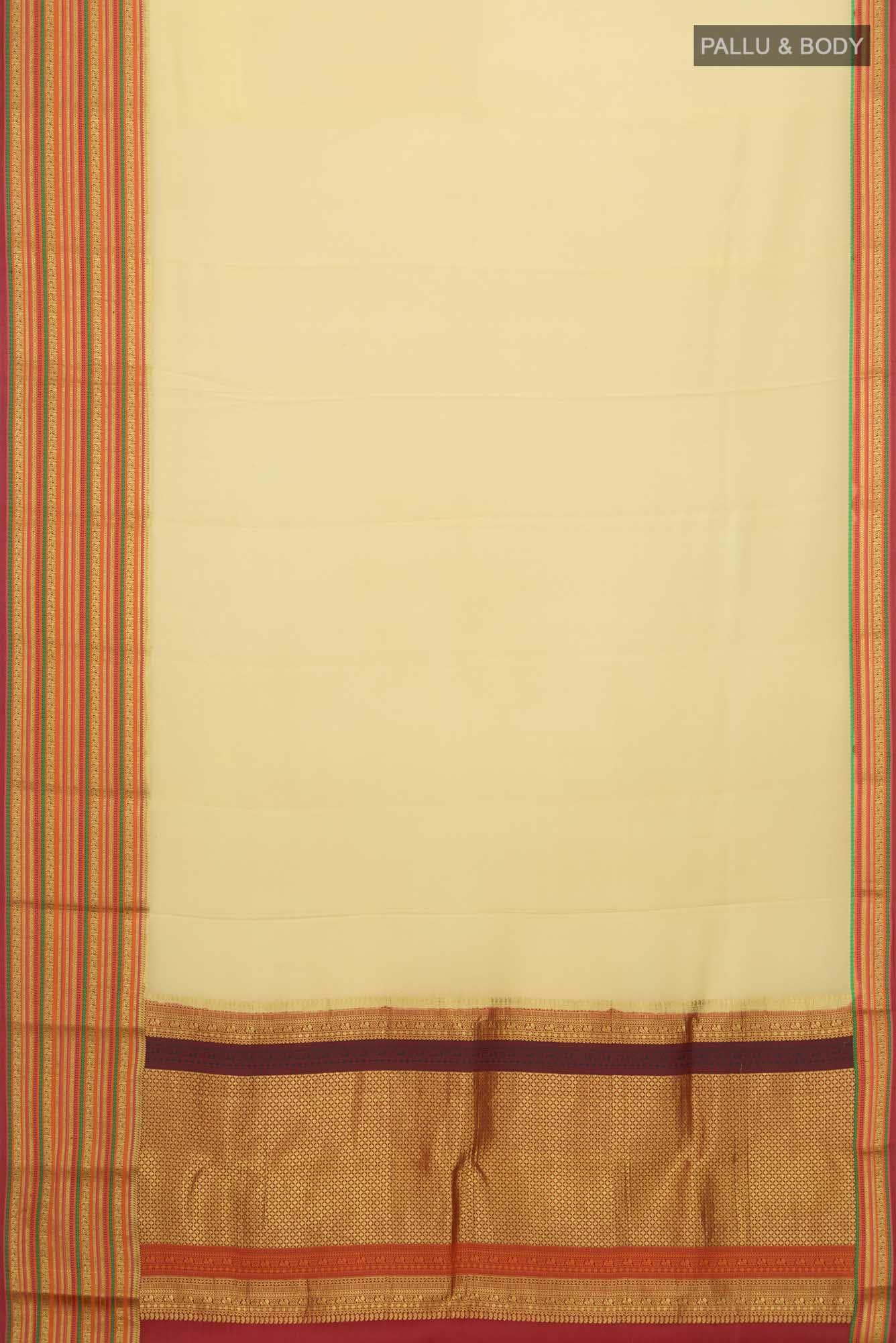 Beige Mysore Crepe Saree