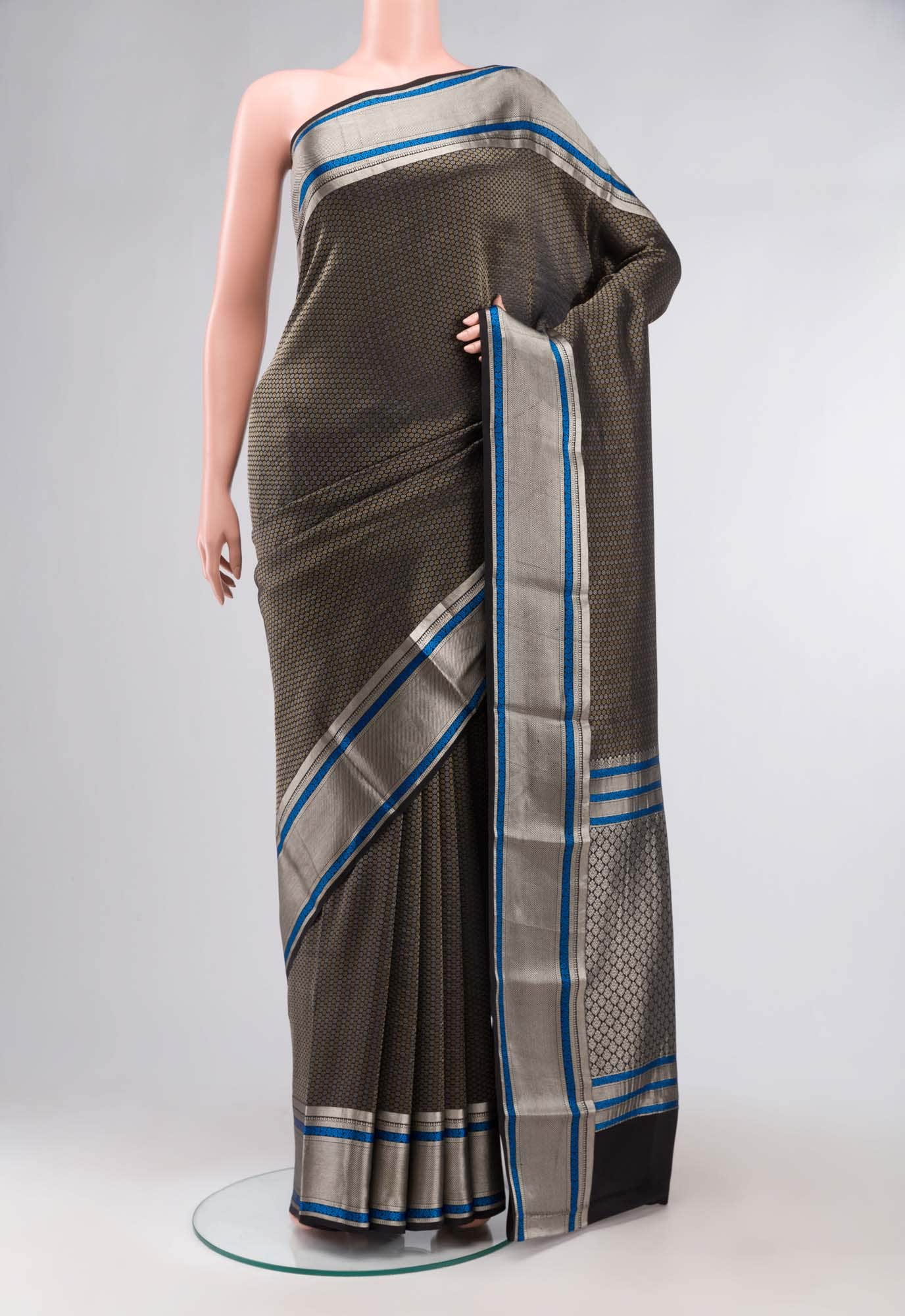 Black Mysore Crepe Saree