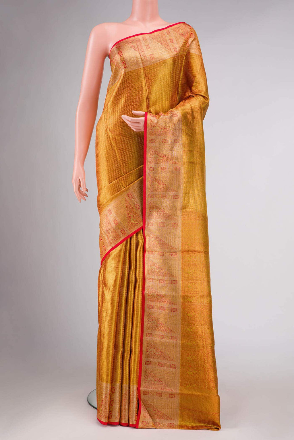 Gold Dual Tone Kanchipuram Tissue Silk Saree