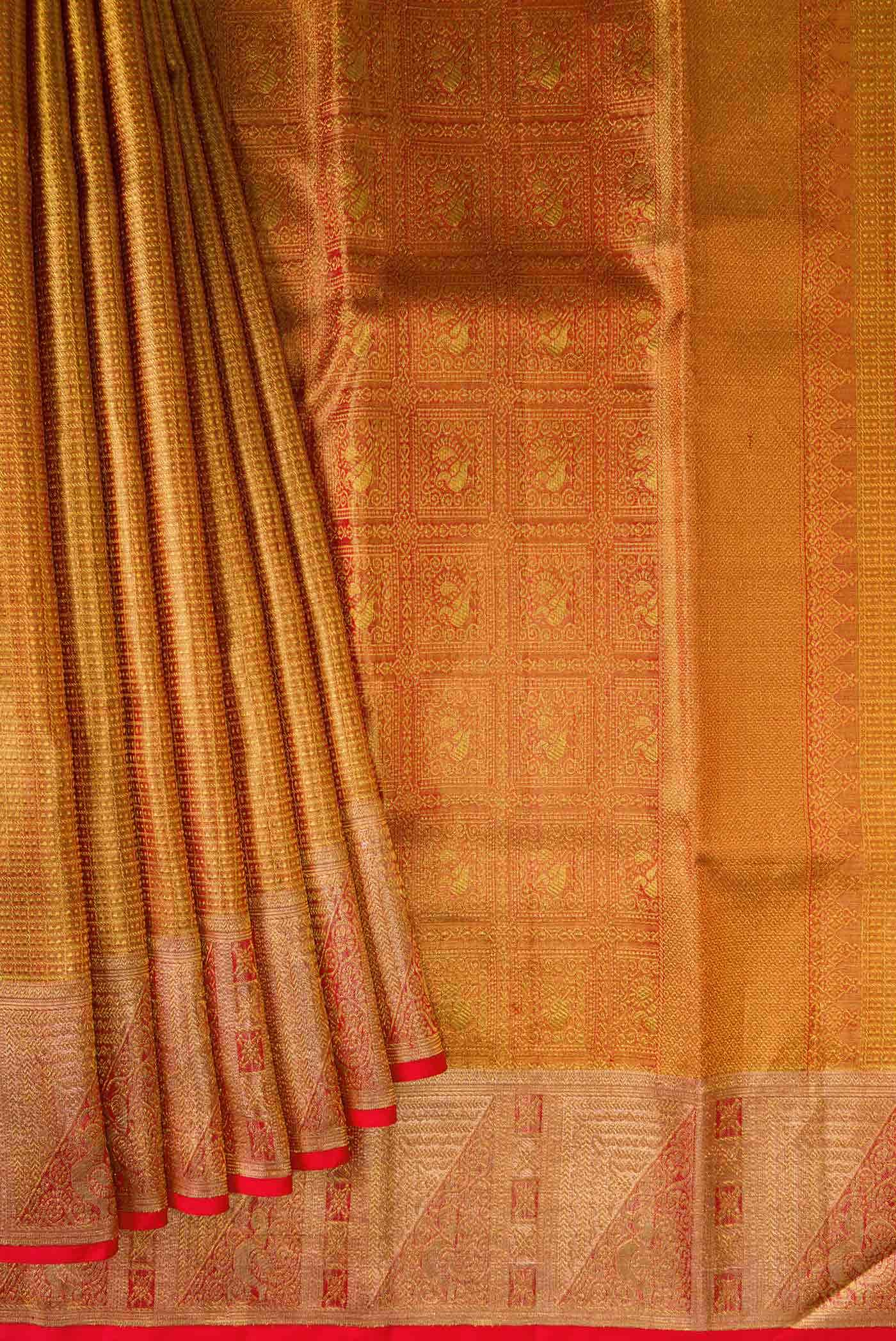 Gold Dual Tone Kanchipuram Tissue Silk Saree