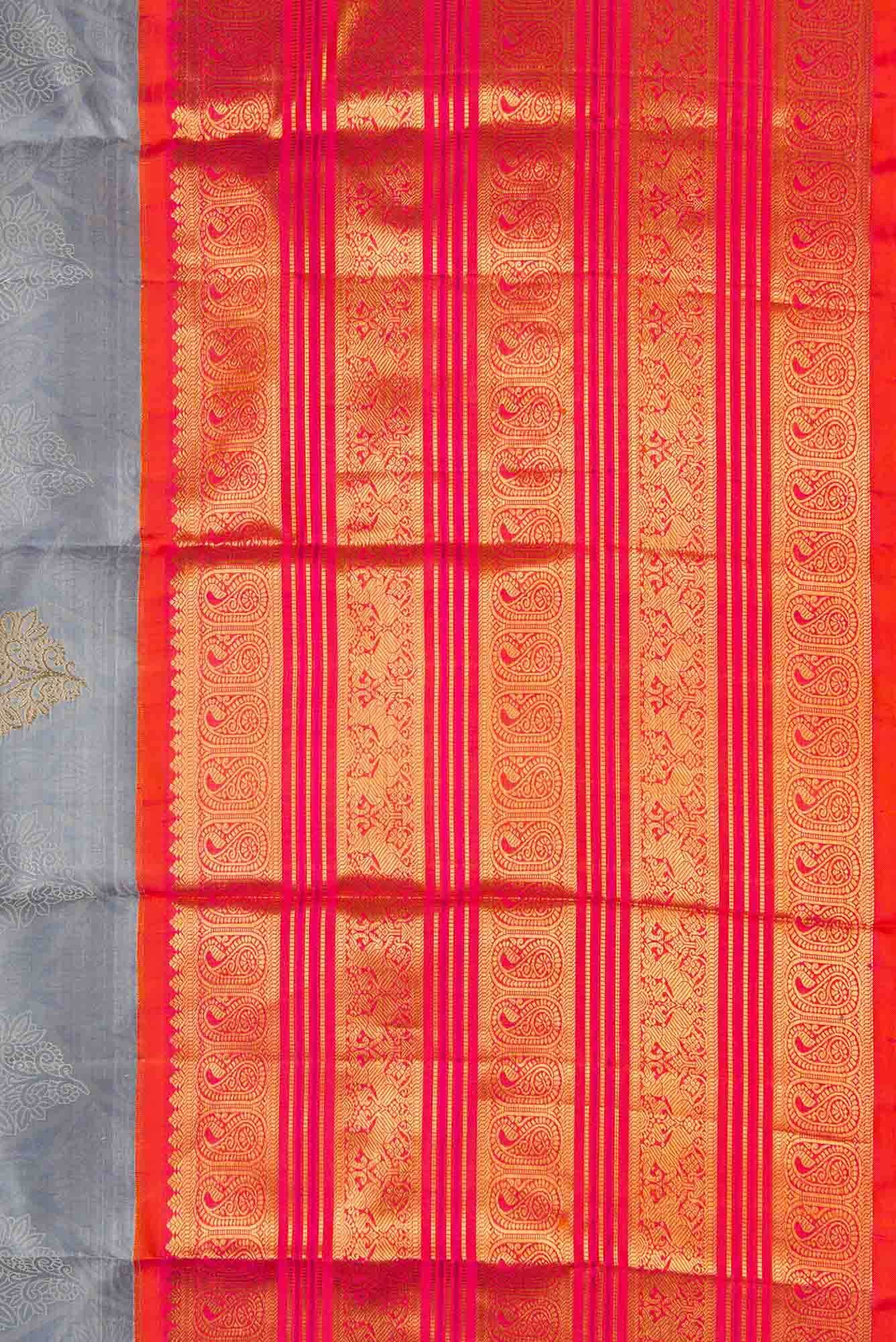 Grey Dual Tone Kanchipuram Silk Saree