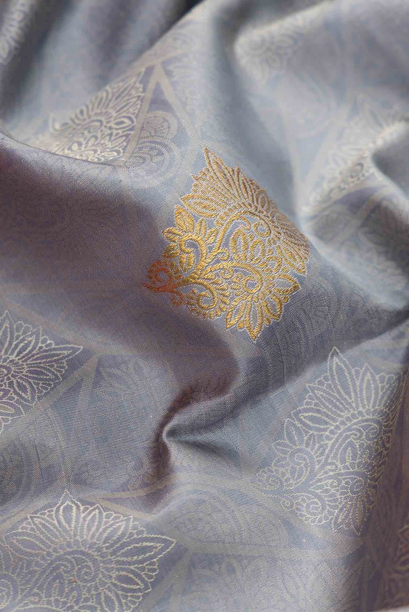 Grey Dual Tone Kanchipuram Silk Saree