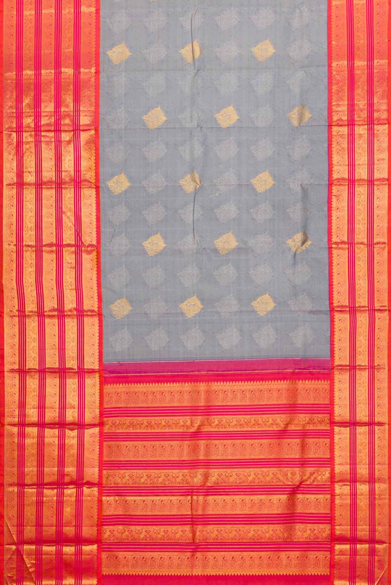 Grey Dual Tone Kanchipuram Silk Saree