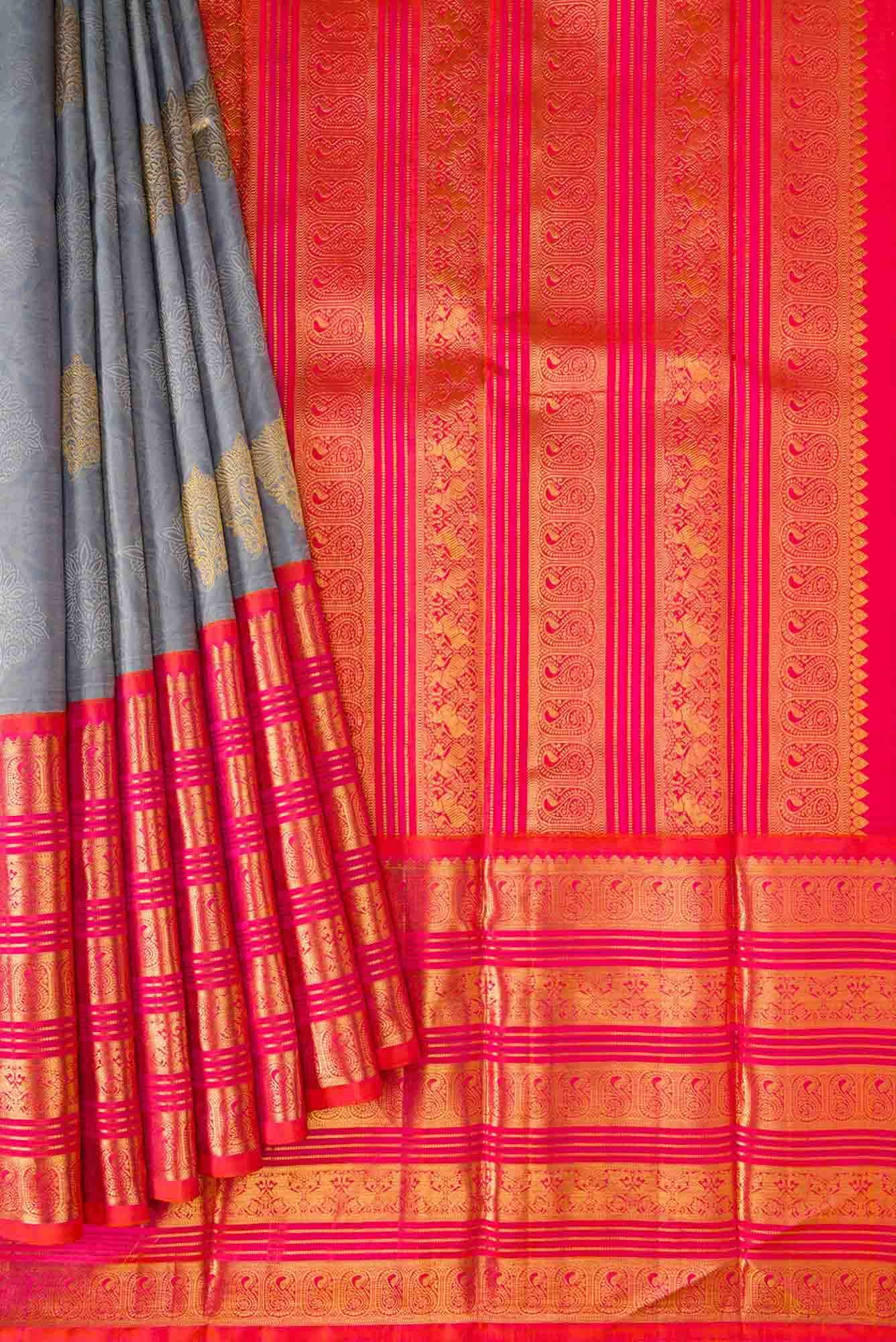 Grey Dual Tone Kanchipuram Silk Saree