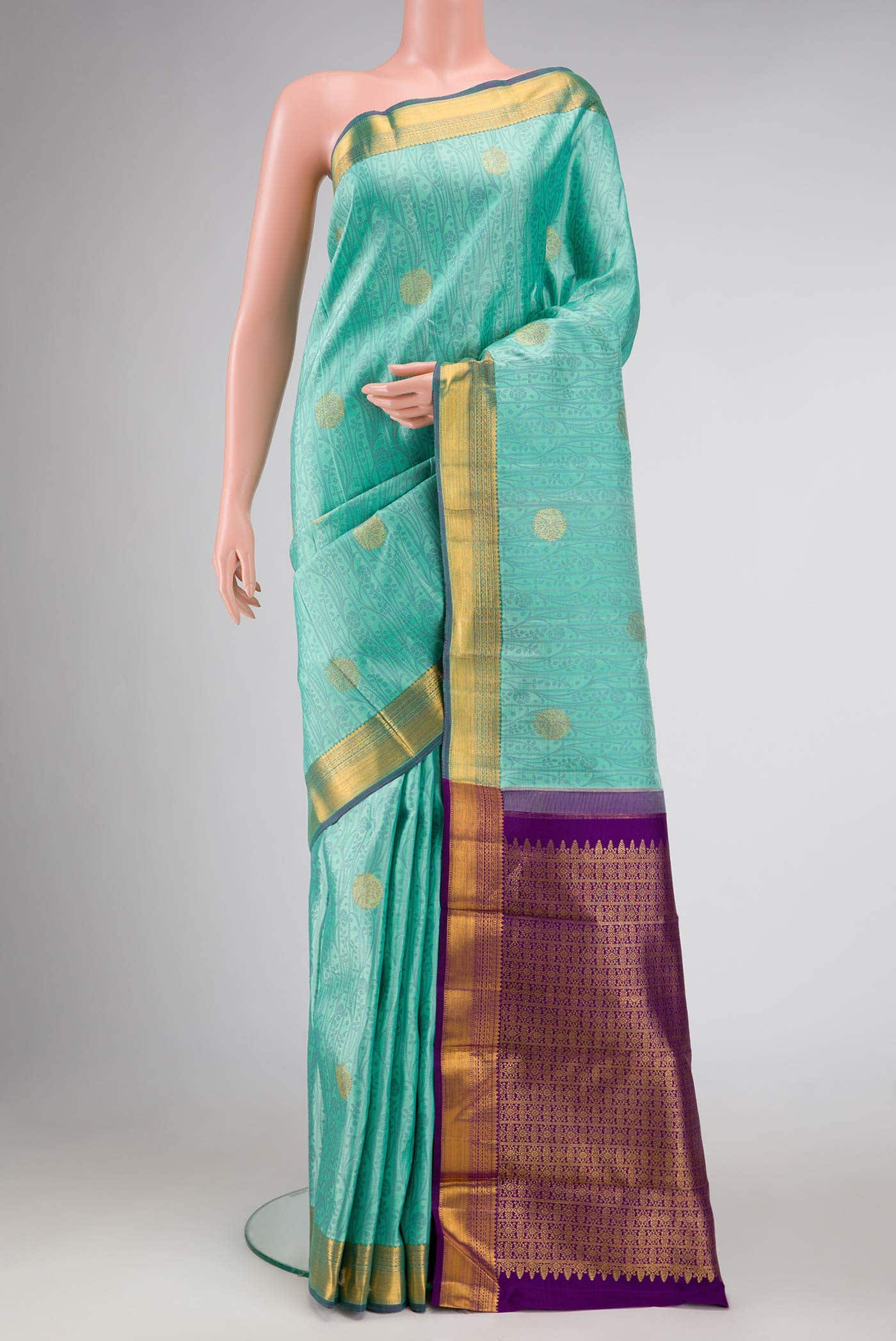 Sea Green Dual Tone Kanchipuram Silk Saree