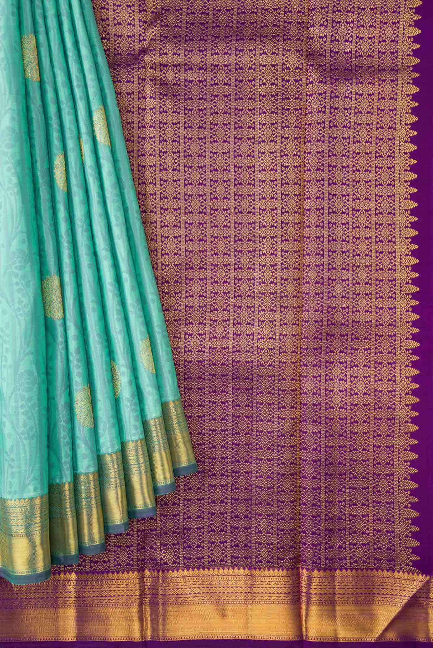 Sea Green Dual Tone Kanchipuram Silk Saree