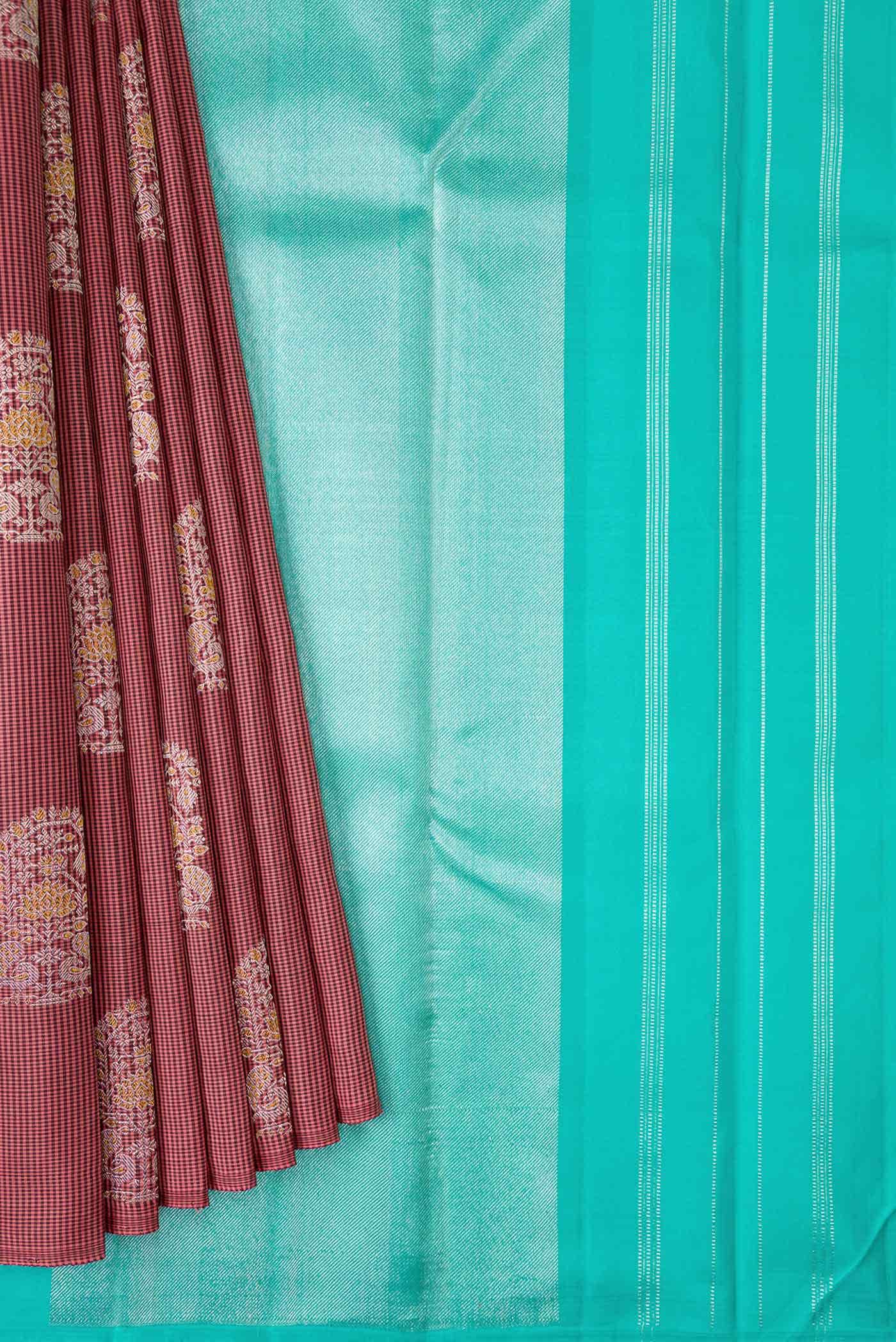 Pure Silk Pure Zari Dark Mauve Kanchipuram Saree