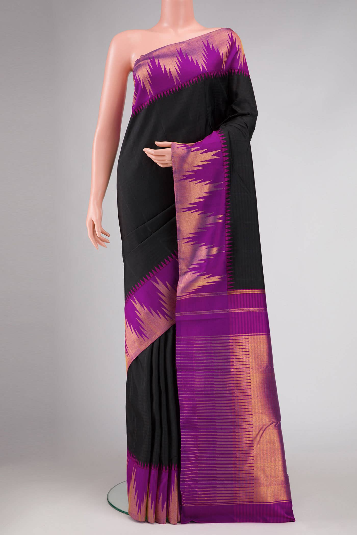 Black Dual Tone Kanchipuram Silk Saree