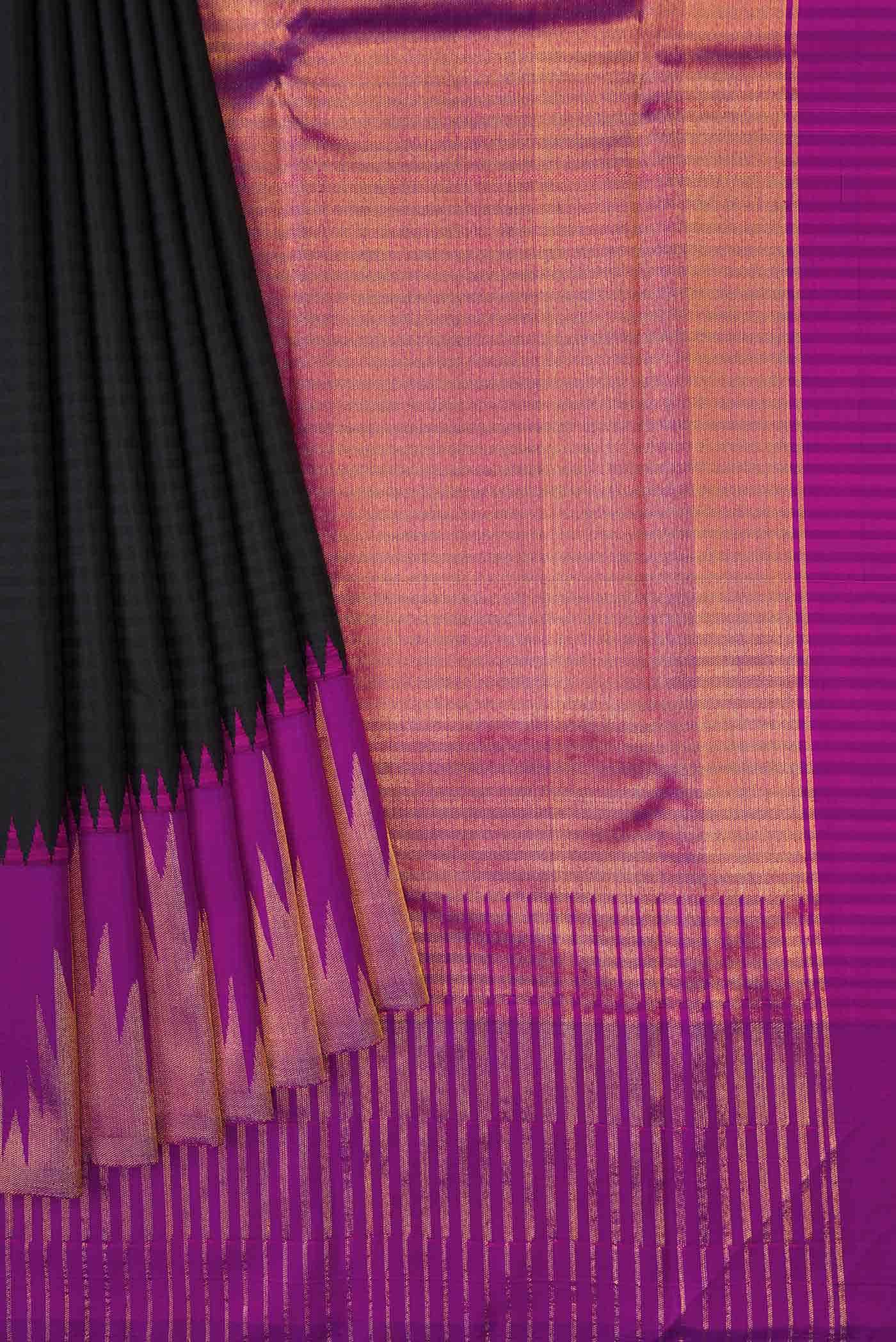 Black Dual Tone Kanchipuram Silk Saree
