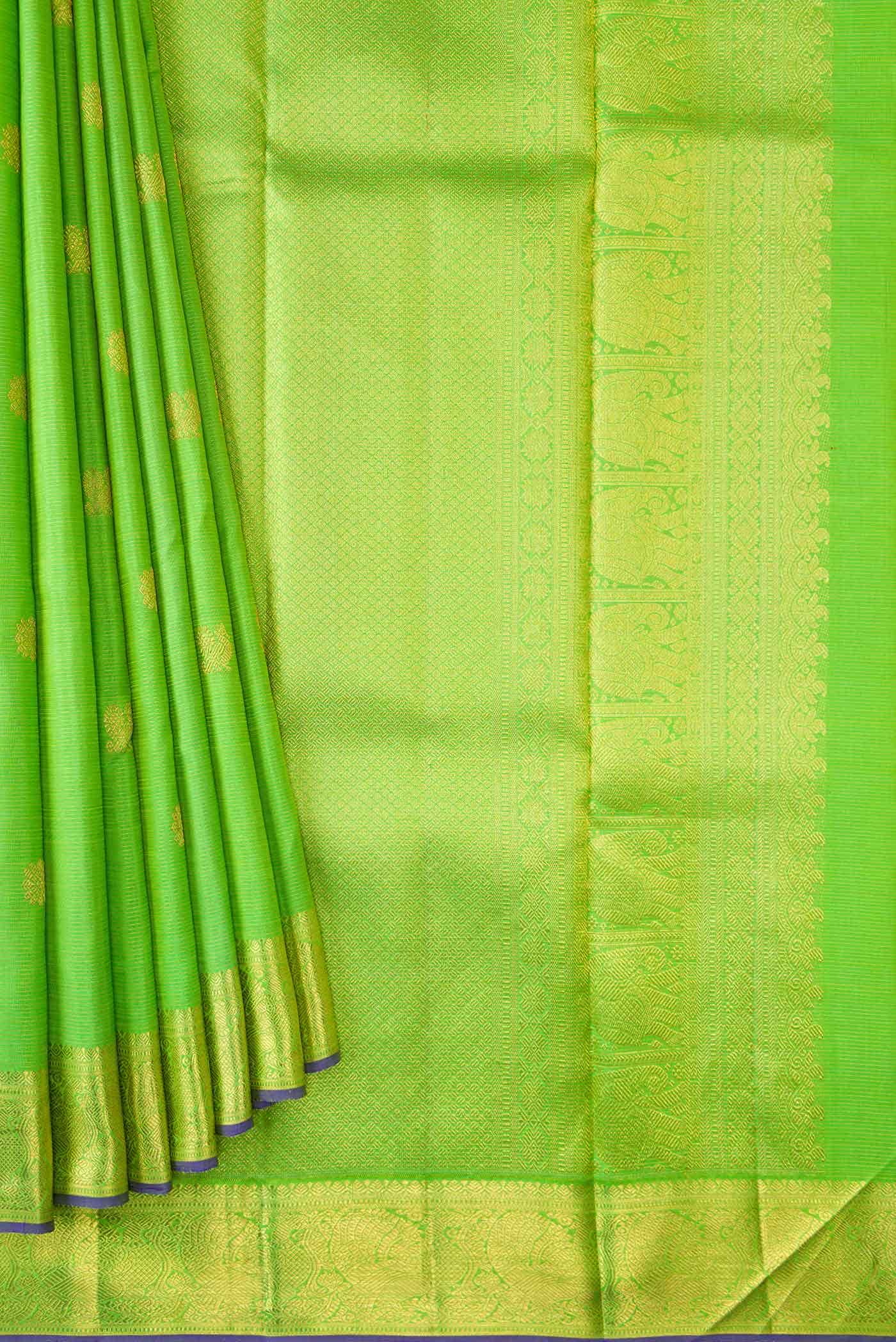 Parrot Green Kanchipuram Silk Saree