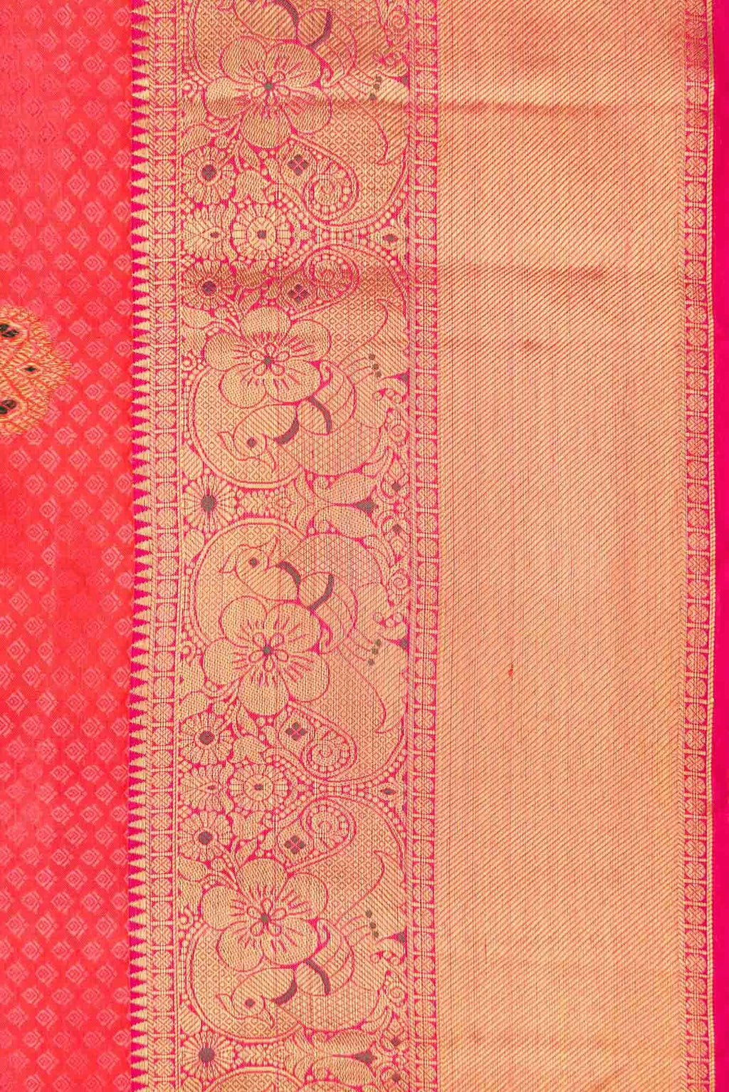 Pure Silk Pure Zari Orange Dual Tone Kanchipuram Saree