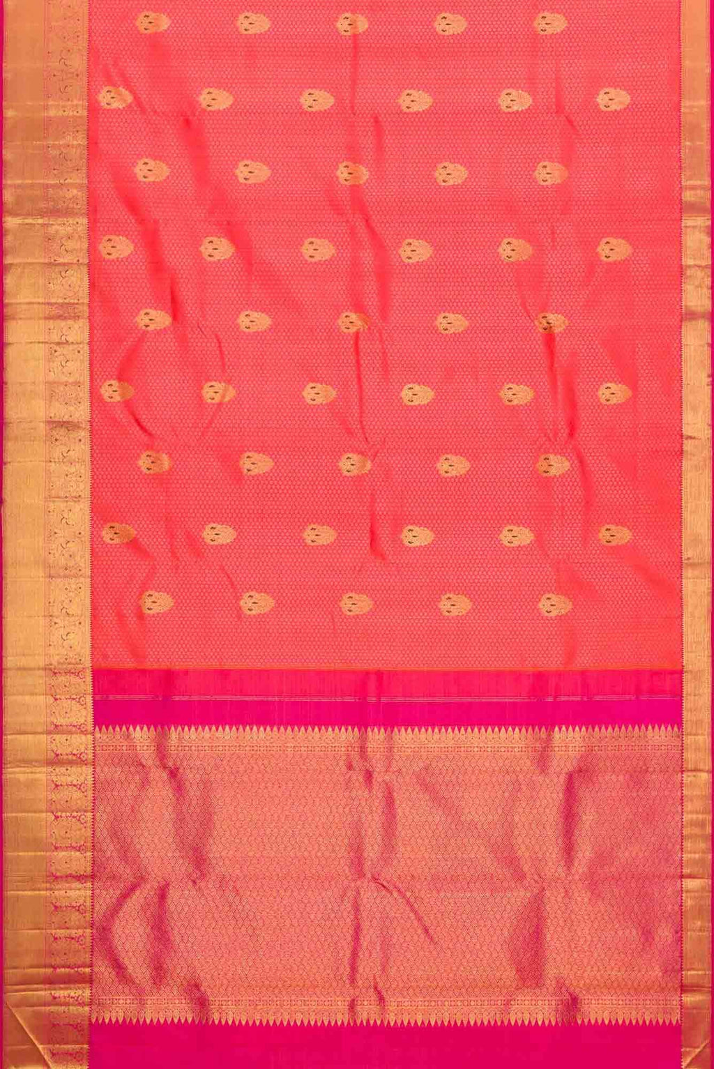 Pure Silk Pure Zari Orange Dual Tone Kanchipuram Saree
