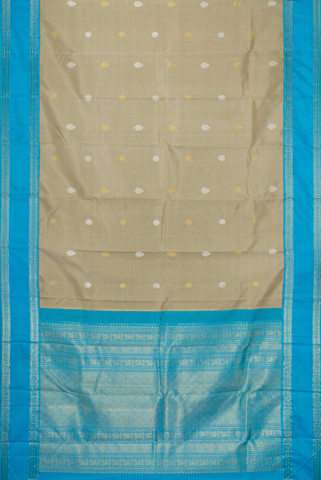 Pure Silk Pure Zari Dark Beige Dual Tone Kanchipuram Saree